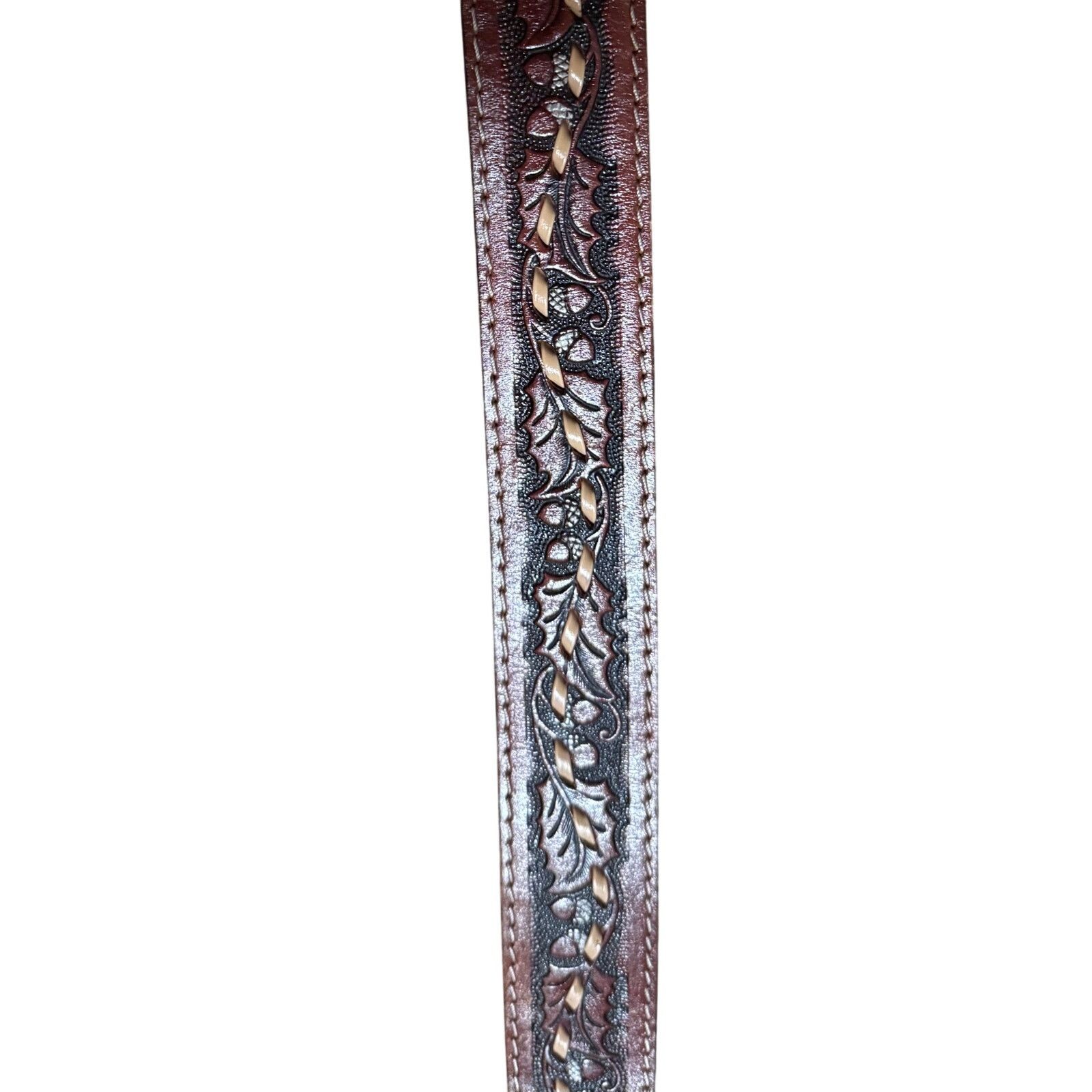 Chevrolet Vintage Hand-Laced Leather Belt 44” Made in USA 1991 Chevy Size 44 - 3 Thumbnail