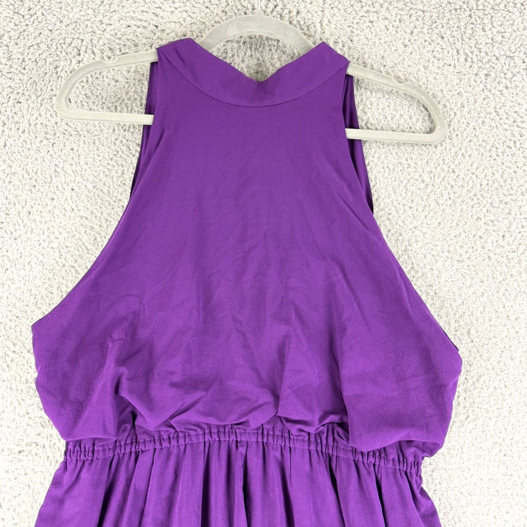 Alice + Olivia Alice + Olivia Debbie Dress Womens M Purple Silk Blend Halter Neck Size M / US 6-8 / IT 42-44 - 3 Thumbnail