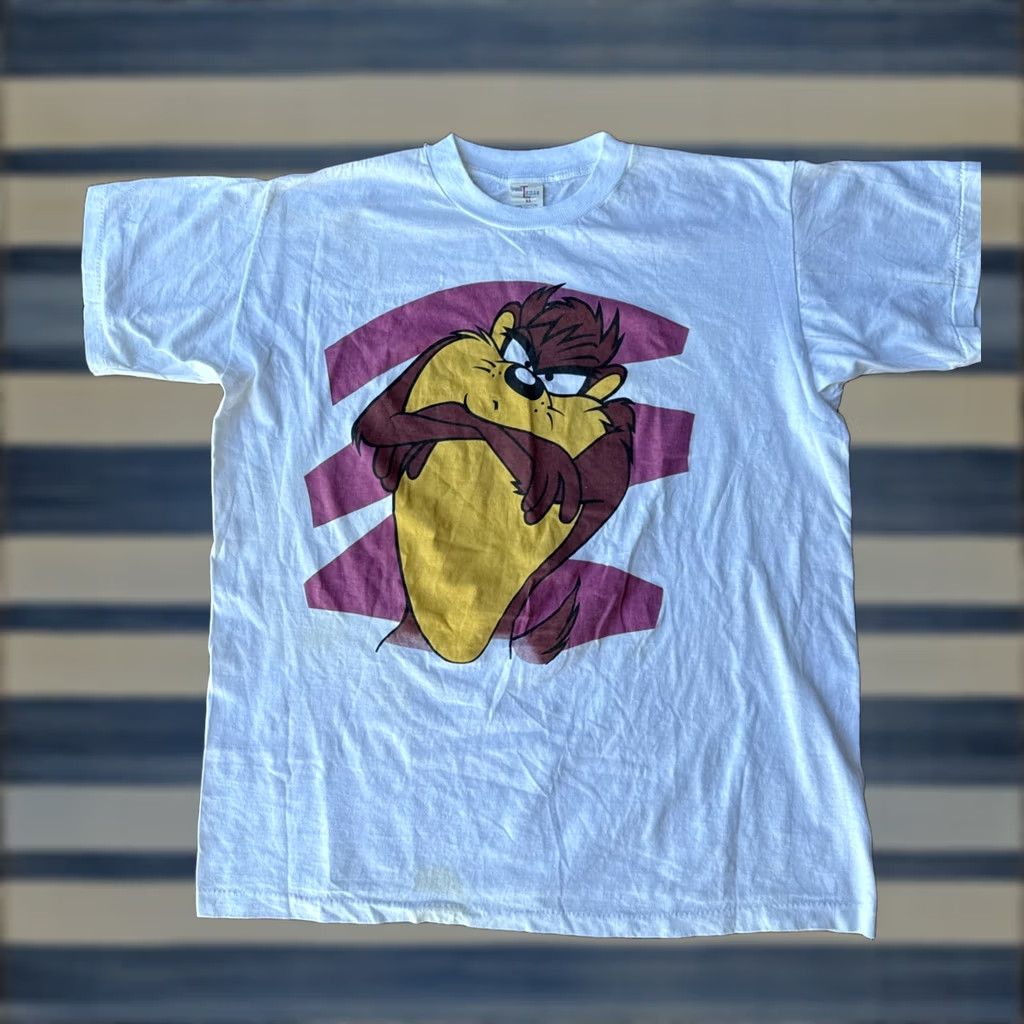 Vintage VINTAGE Looney Tunes Taz Big Face T-Shirt XL White Crew Neck Short Sleeve Mens 90s graphic print Warner Bros shirt Size US XL / EU 56 / 4 - 1 Thumbnail