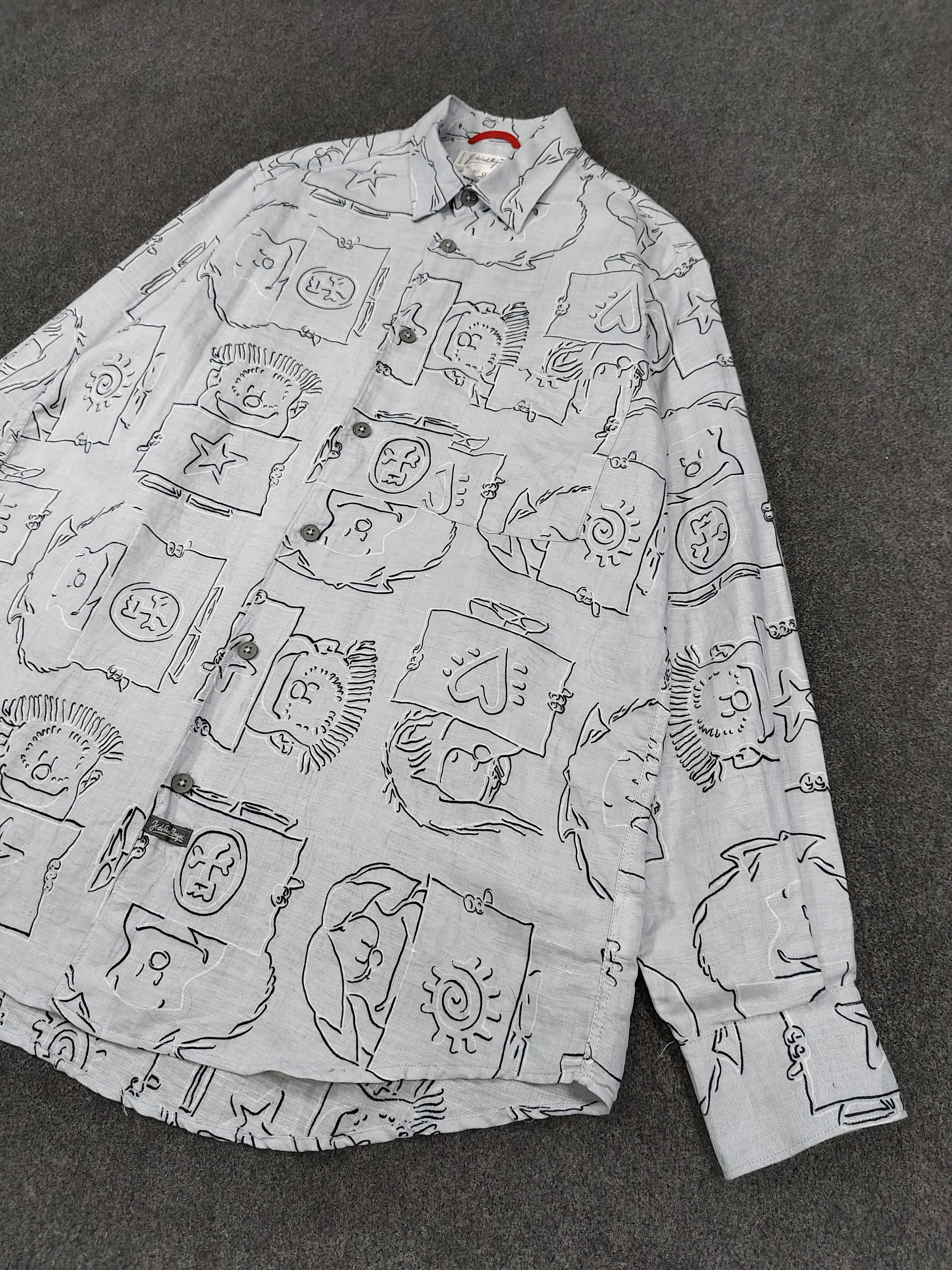 Jean Charles De Castelbajac 90s JC de Castelbajac🔥Cartoon Sketch Art Linen Shirt Size US M / EU 48-50 / 2 - 1 Thumbnail