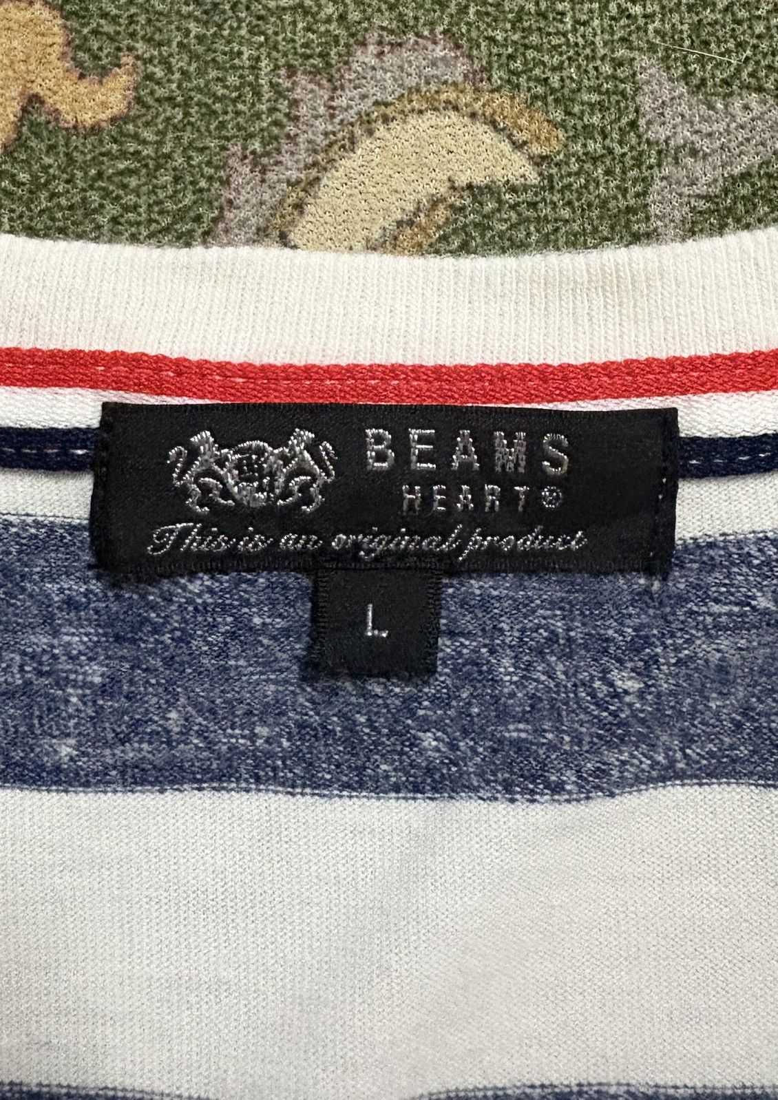 Beams Plus × Japanese Brand × Vintage Japanese Brand BEAMS HEART Striped Vneck T-Shirt Size US M / EU 48-50 / 2 - 6 Thumbnail