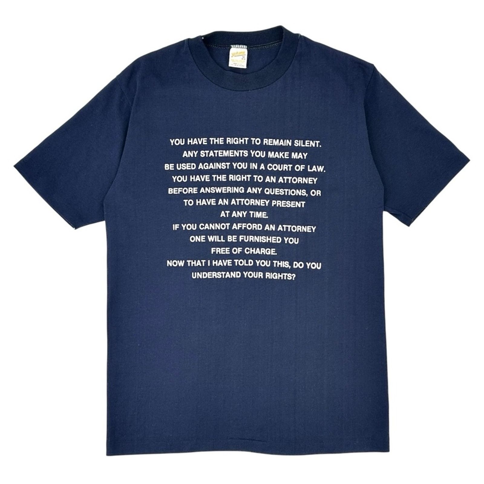 Vintage RARE Single Stitch Navy Miranda Rights Collector’s Tee Size US M / EU 48-50 / 2 - 1 Thumbnail