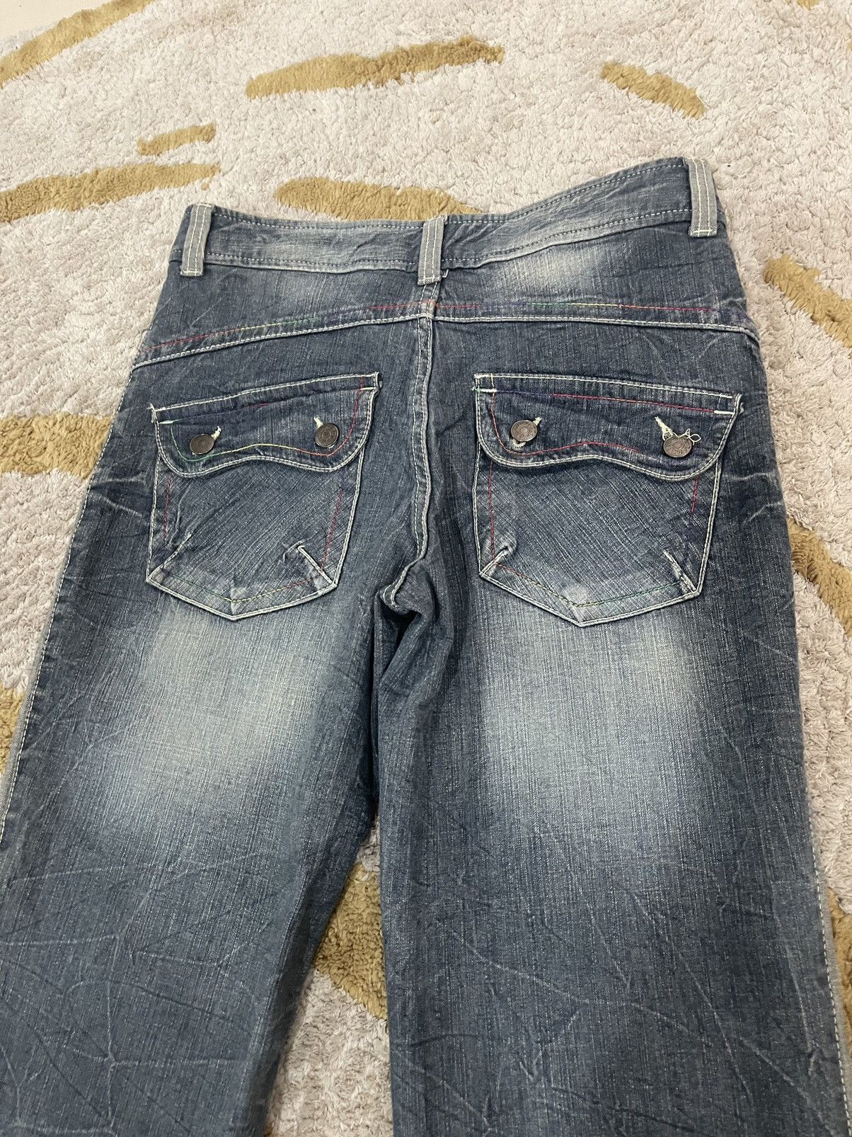 Japanese Brand SALE Flare Jeans Bootcut Distressed Denim Streetwear Size US 31 - 3 Thumbnail