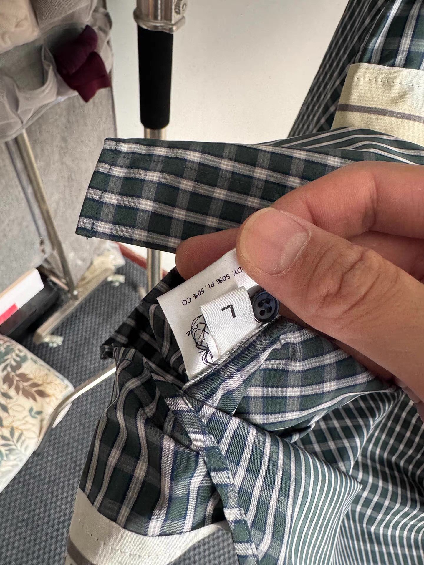 Martine Rose Martine Rose Green Plaid Patchwork Shirt Q17 Size US L / EU 52-54 / 3 - 5 Thumbnail
