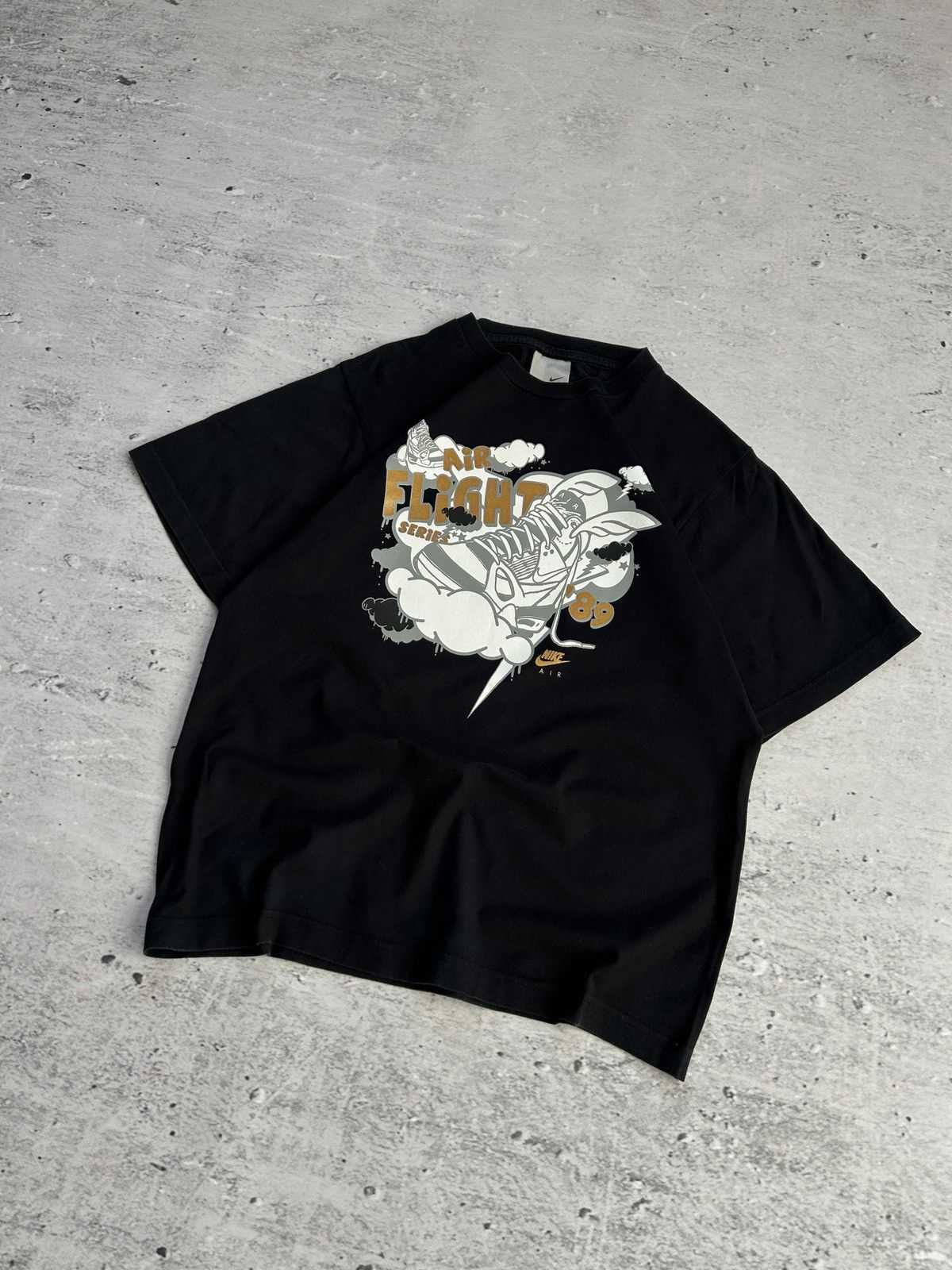 Nike × Vintage Vintage Nike Air Big Logo Black T-shirt 00s Size US S / EU 44-46 / 1 - 3 Thumbnail