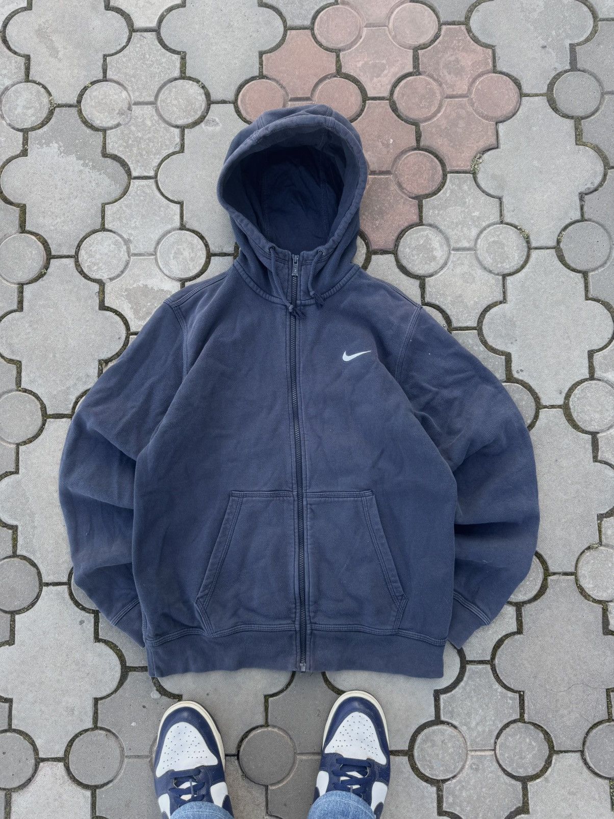 Nike × Vintage Vintage Nike Mini Swoosh Faded Zip Hoodie Y2K USA Size US M / EU 48-50 / 2 - 2 Thumbnail