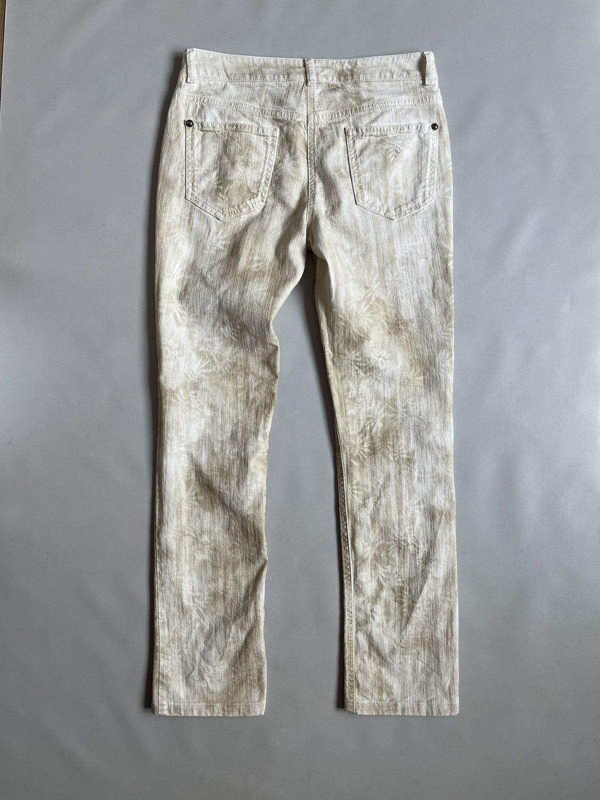 Chanel CHANEL Women Beige Botanical Floral Stripe Denim Pants Size 26" / US 2 / IT 38 - 14 Thumbnail