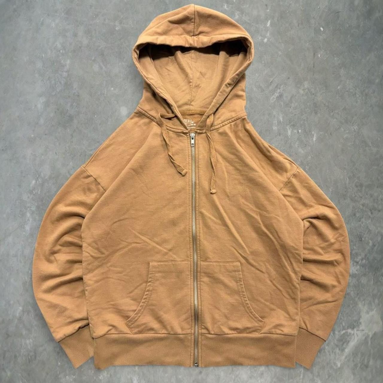 Vintage Crazy Vintage Y2K 2000s Blank Brown Khaki Zipup Hoodie! Size US M / EU 48-50 / 2 - 1 Thumbnail