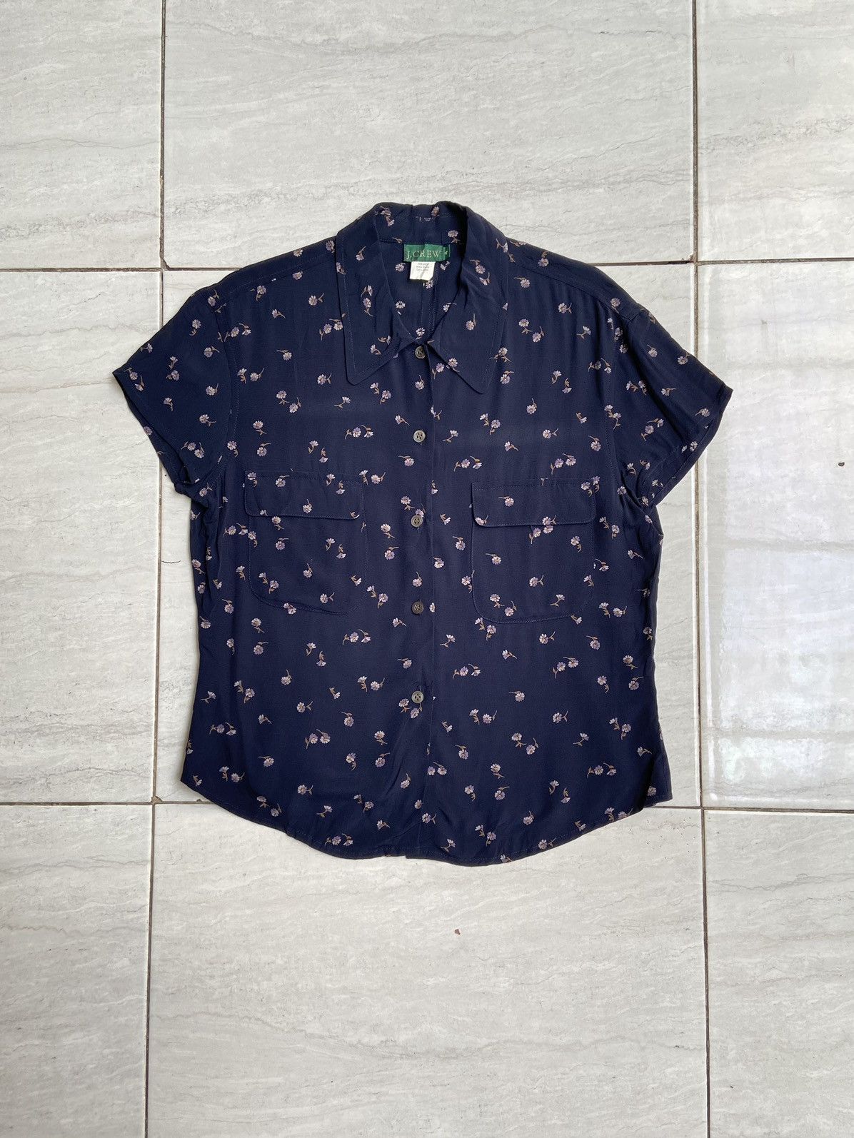 Navy Flower Pattern Shirt