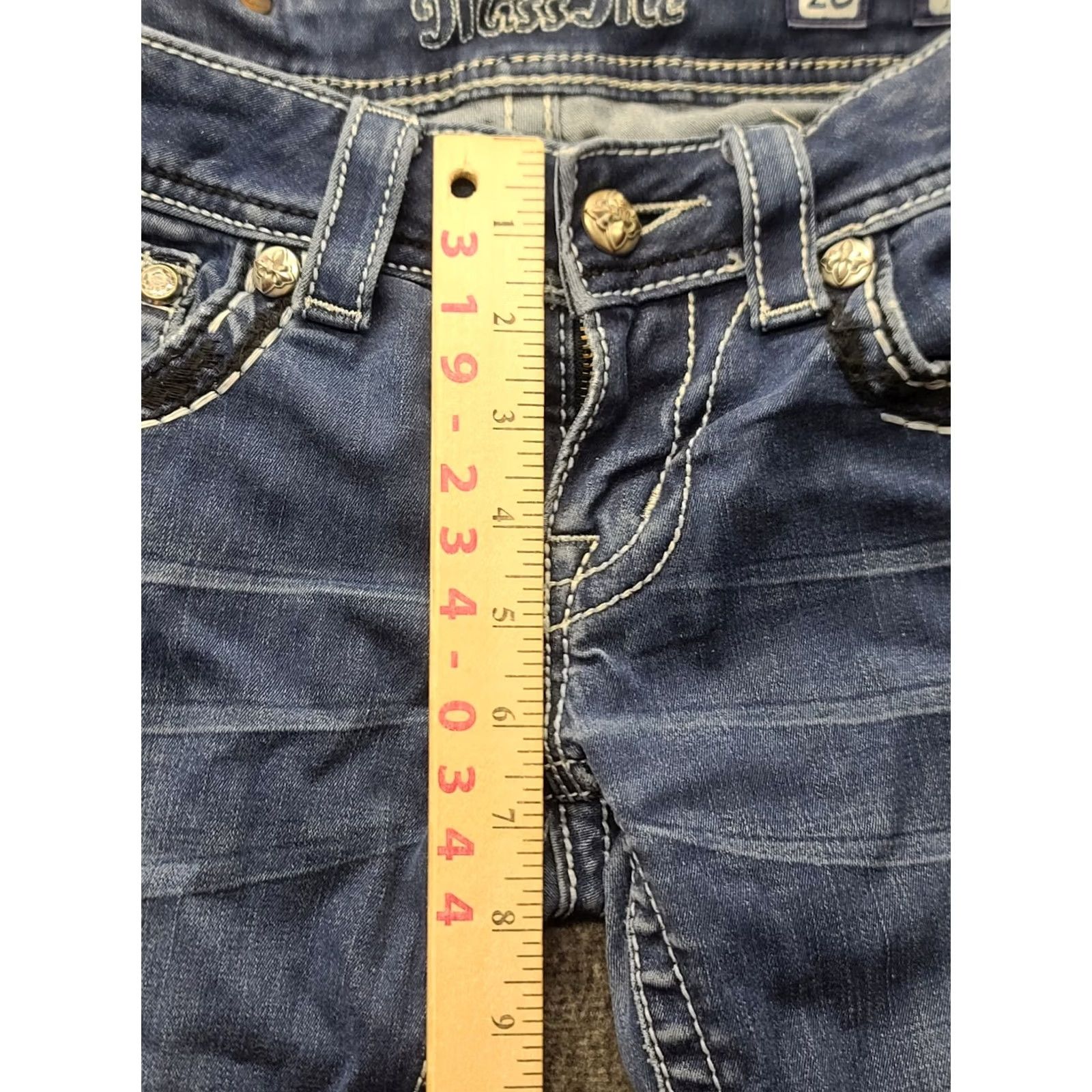 Miss Me Miss Me Jeans Womens 26x30 Jegging Skinny Fit Ankle Cut Low Rise Distressed Denim Cotton Spandex 5-Pocket Design Blue Jeans Womens Boys, Girls, Mens Size 26" / US 2 / IT 38 - 6 Thumbnail