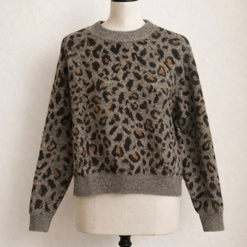 Zara Zara Leopard Print Knit Sweater | Cozy Animal Print Pullover Size M / US 6-8 / IT 42-44 - 1 Thumbnail