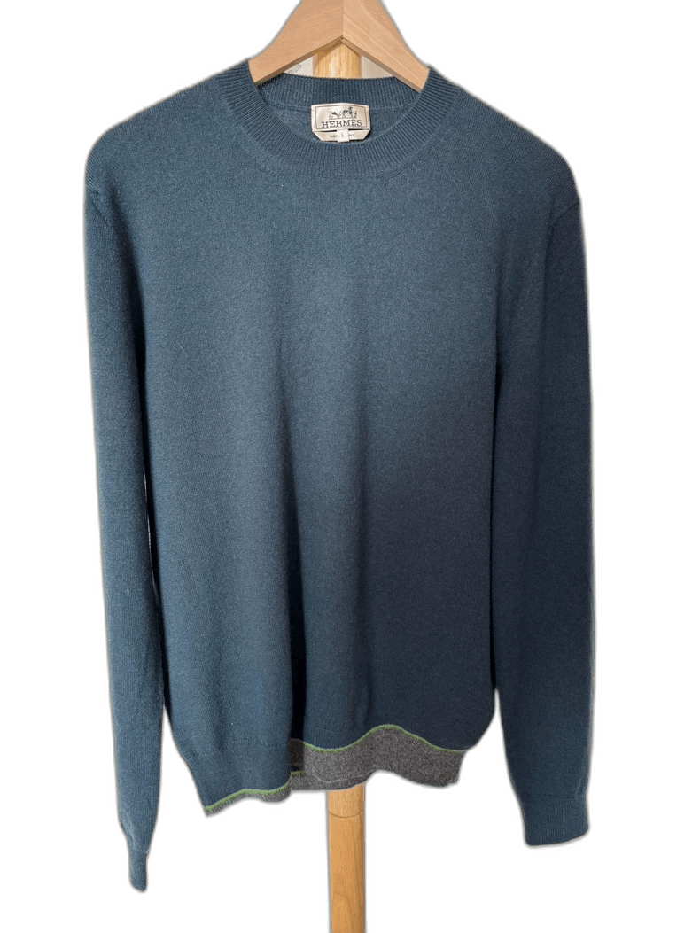 Hermes Cashmere Sweater Size L Blue Color