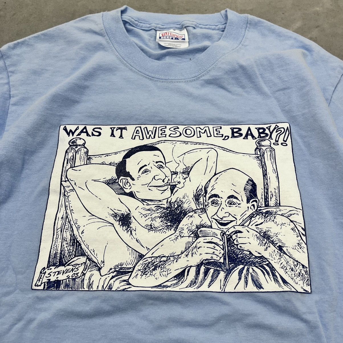 NCAA × Vintage CRAZY 2003 JOKE TEE COACH K Funny Comic Shirt Blue Medium Size US M / EU 48-50 / 2 - 1 Thumbnail