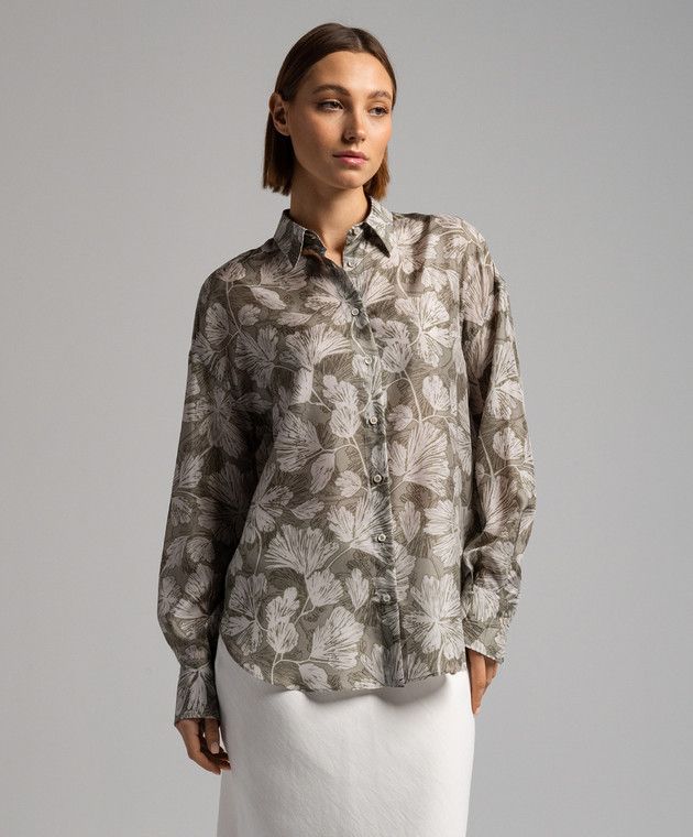 Brunello Cucinelli o1w1db10825 Blouse in Grey Size S / US 4 / IT 40 - 2 Thumbnail