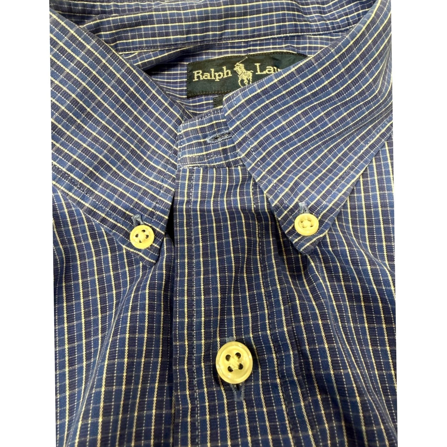 Polo Ralph Lauren Polo Ralph Lauren Blake Mens XL Blue White Micro Check S/S Cotton Shirt Size US XL / EU 56 / 4 - 4 Thumbnail