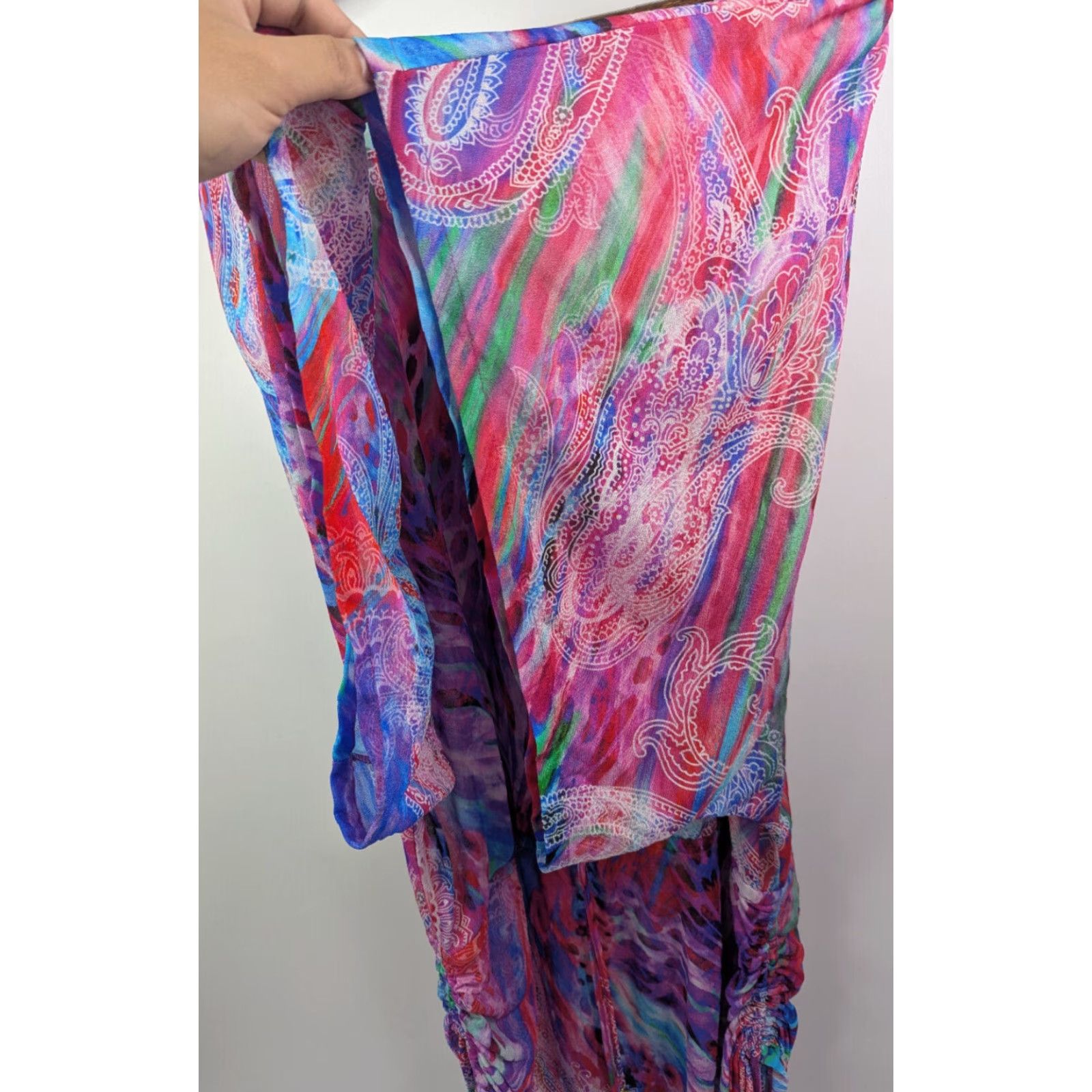 Vintage Luli Fama Cover Up Dress Kimono Boat Neck Shocking Paisley Swim Beach Large Size L / US 10 / IT 46 - 2 Thumbnail