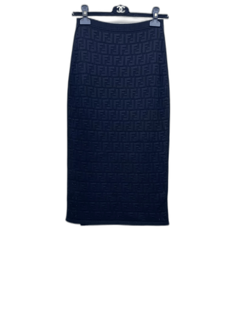 Fendi Fendi Black Logo Knit Midi Skirt Size 39" - 1 Thumbnail