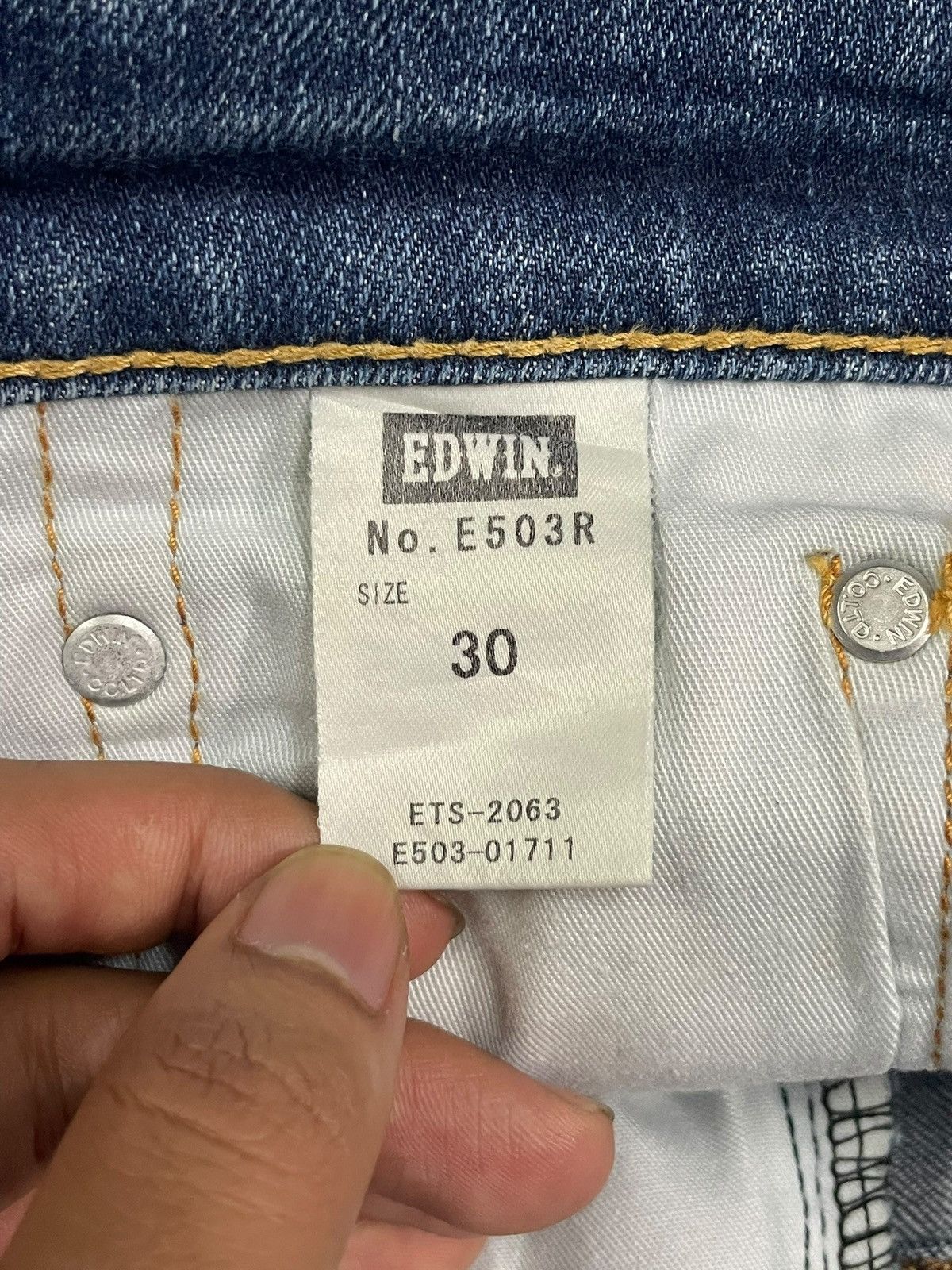Edwin Vintage Edwin Made in Japan Blue Wash Loose Straight Jeans Size US 30 / EU 46 - 12 Thumbnail
