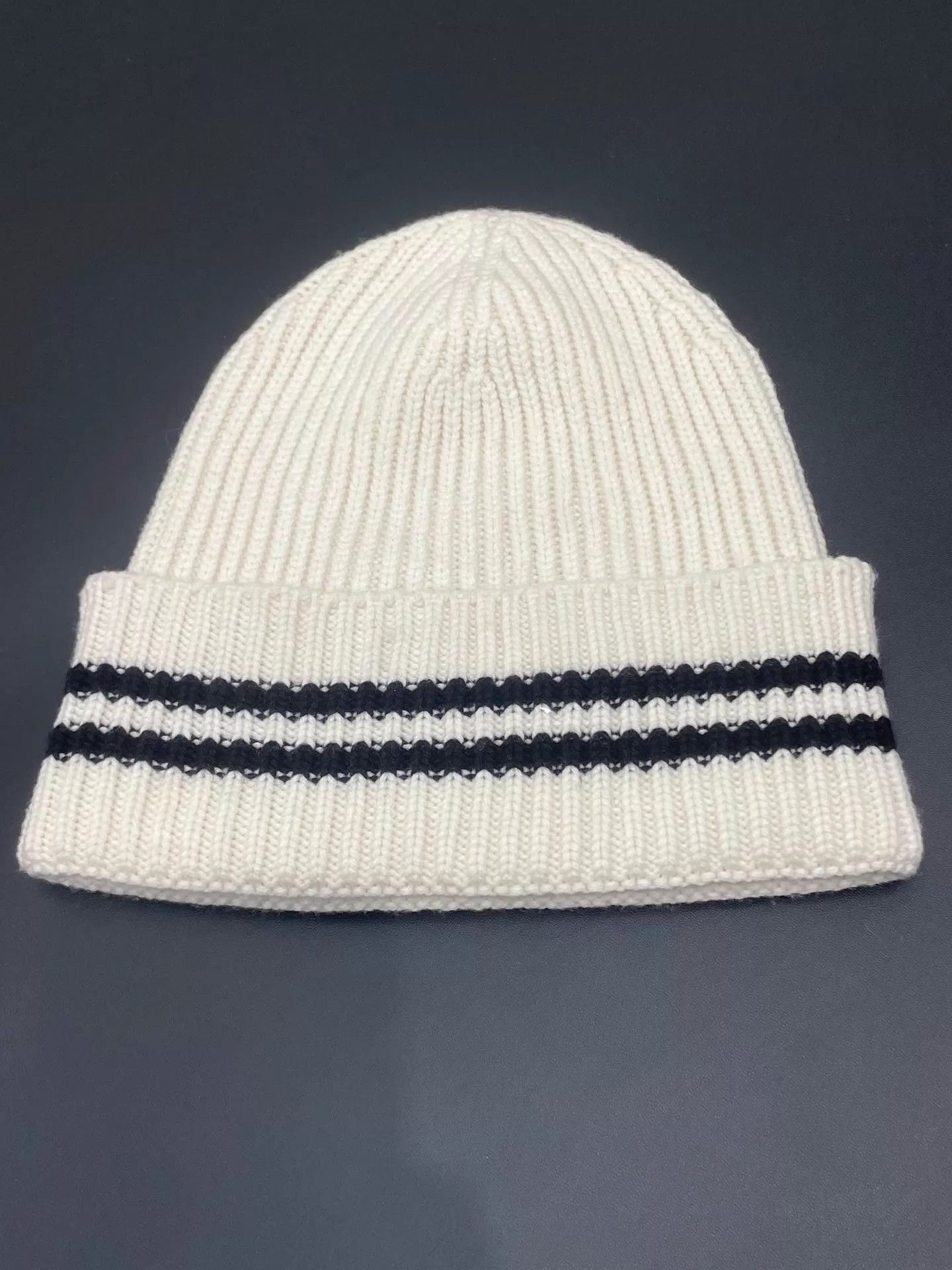 Chanel Chanel Black White Colorblocked Embroidered Logo Beanie Size ONE SIZE - 2 Thumbnail