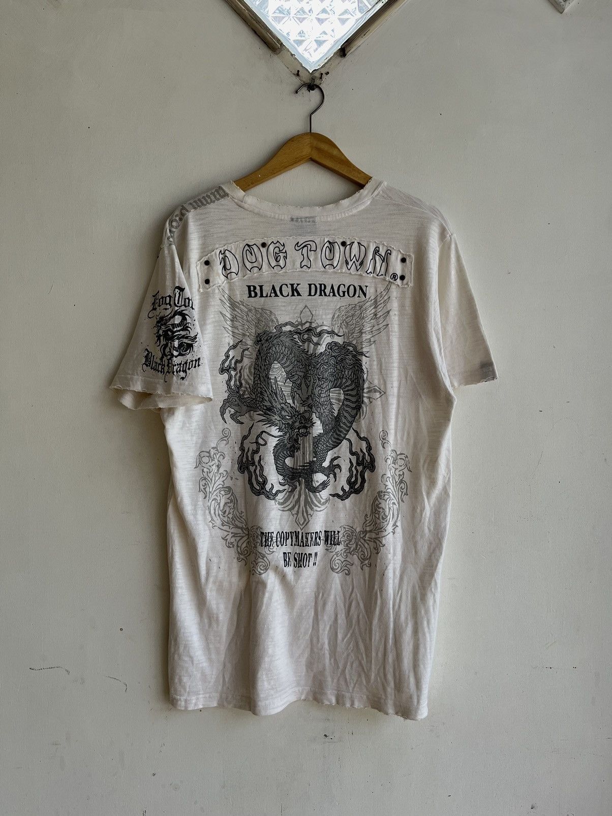 image of Dogtown Black Dragon Sukajan Tee in White, Men's (Size XL)