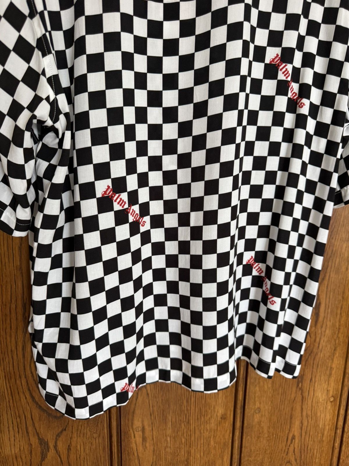 $790 Palm angels checkerboard checker ss hawaiian shirt 52