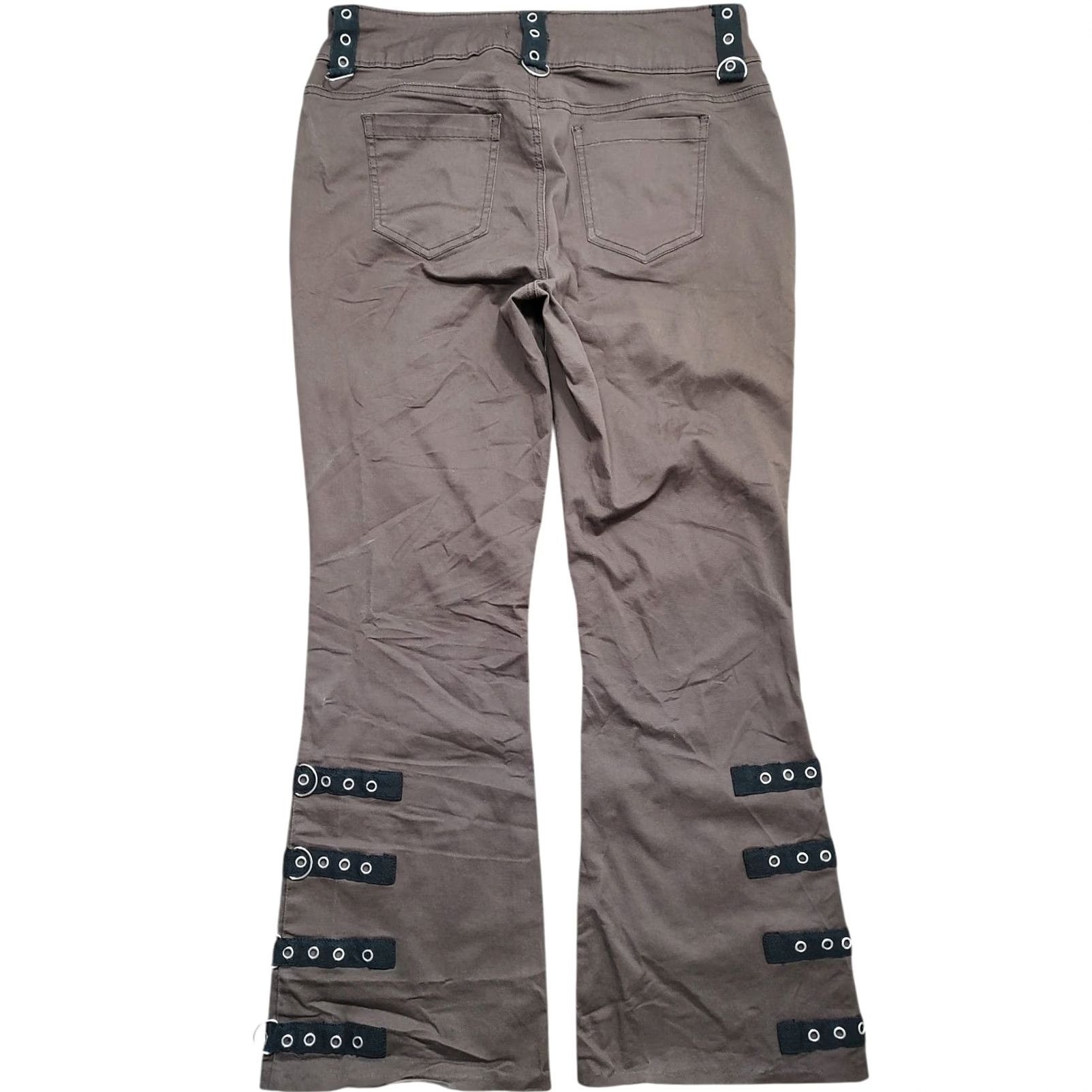 Hot Topic Hot Topic Pants Brown Black Grommet Strap Flared Womens 11 X 29 Inseam Gothic Punk Grunge Chino Jeans Pocketed Womenspants Size 32" / US 10 / IT 46 - 2 Thumbnail