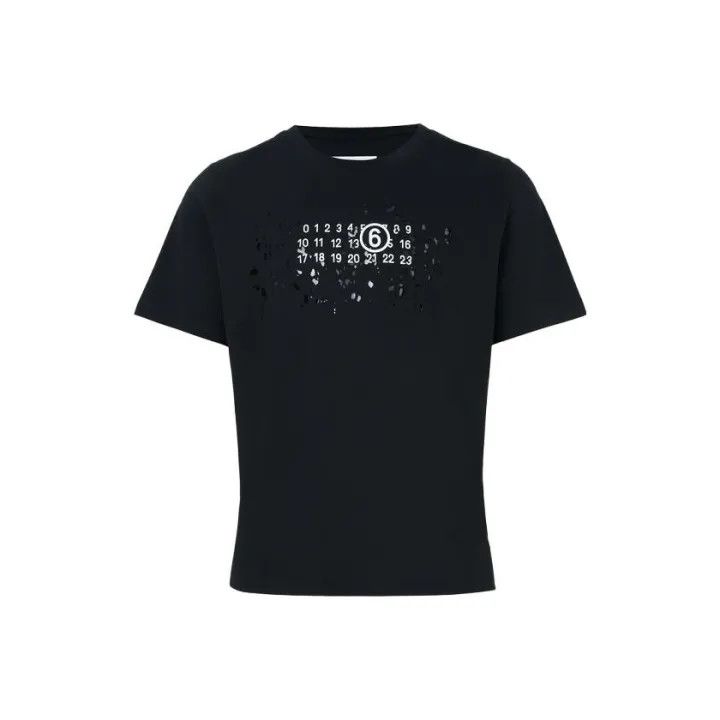 Maison Margiela MM6 Maison Margiela Distressed Logo Black T-Shirt 0079 Size US M / EU 48-50 / 2 - 1 Thumbnail