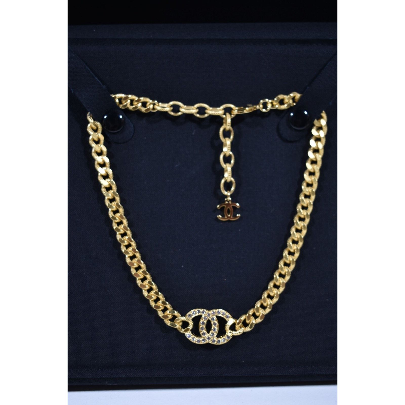 Chanel Chanel REV Gold Golden Crystal Choker Pendant Necklace Size ONE SIZE - 3 Thumbnail