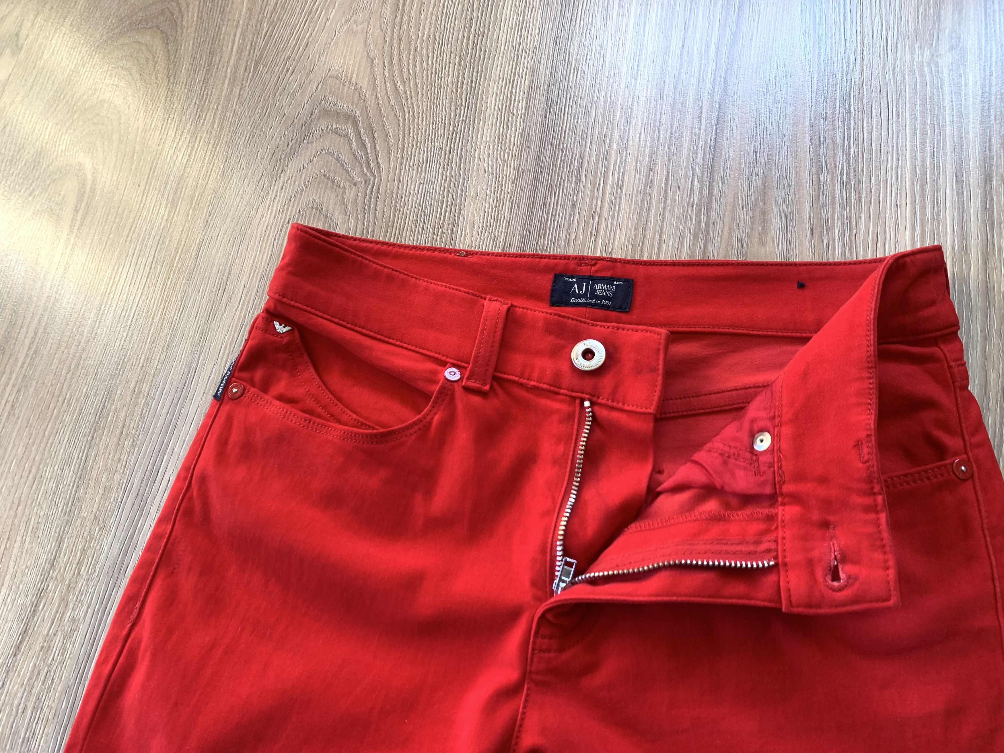 Armani × Vintage Rare Vintage Armani Jeans Red Stretch Jeans Pants Size 28" / US 6 / IT 42 - 4 Thumbnail