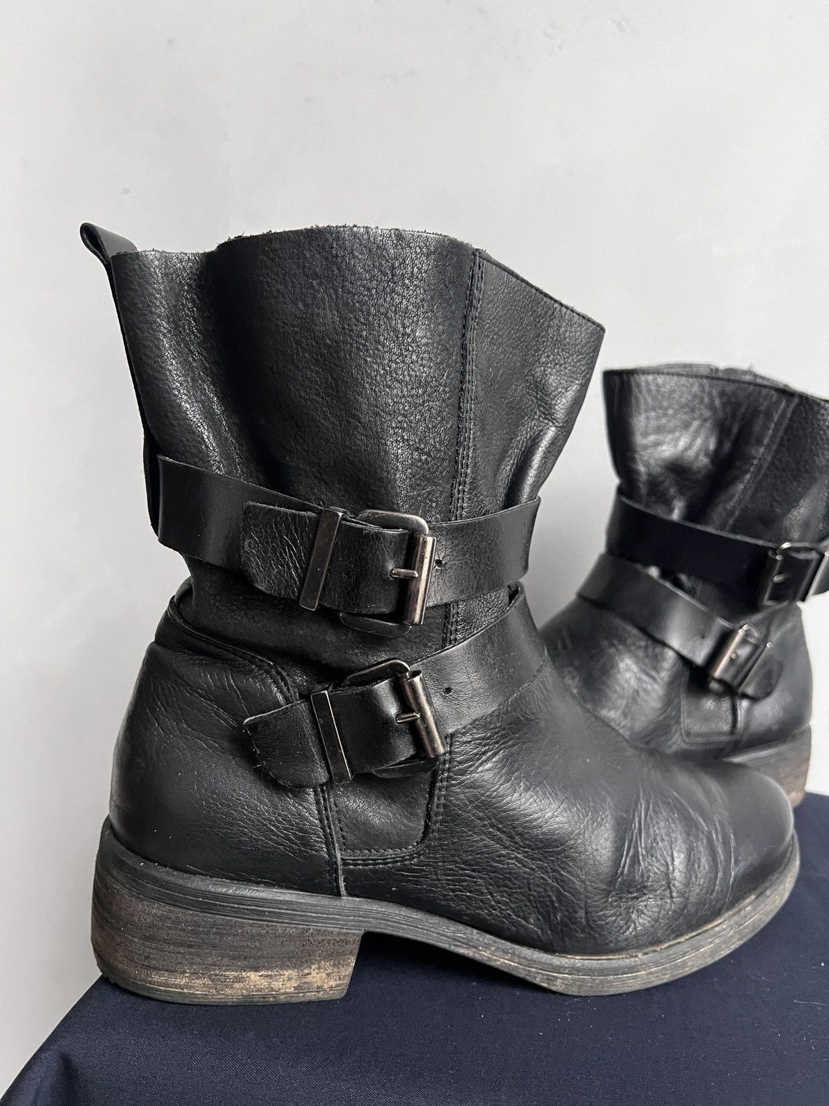 Hedi Slimane Undercover style leather belted avant garde boots hype Size US 7.5 / EU 40-41 - 10 Thumbnail