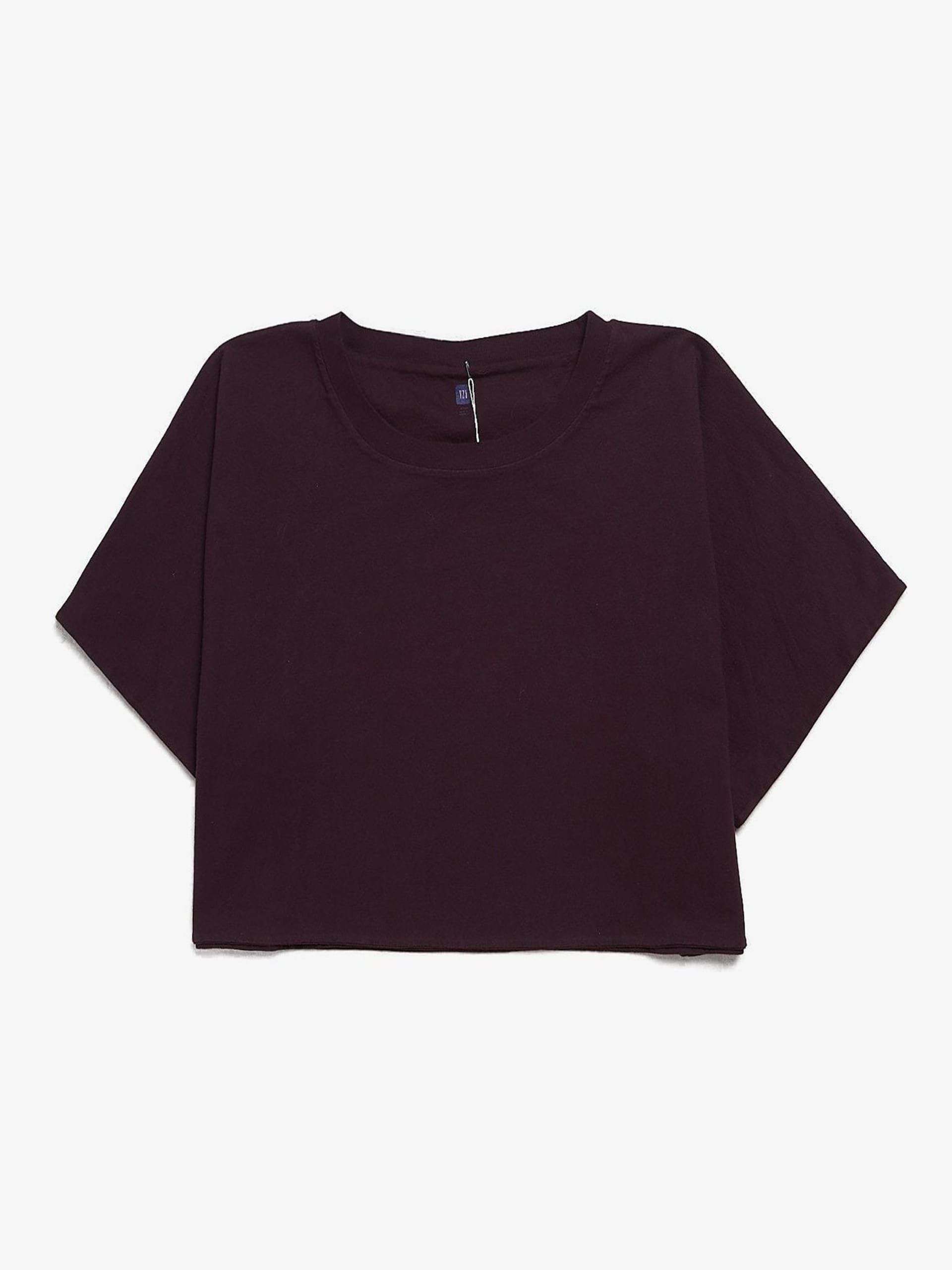 Purple Cotton Crop Top T-Shirt