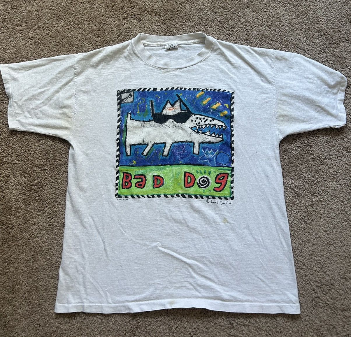 Vintage Vintage Bad Dog Fabric Arts T-Shirt Size US XL / EU 56 / 4 - 1 Thumbnail