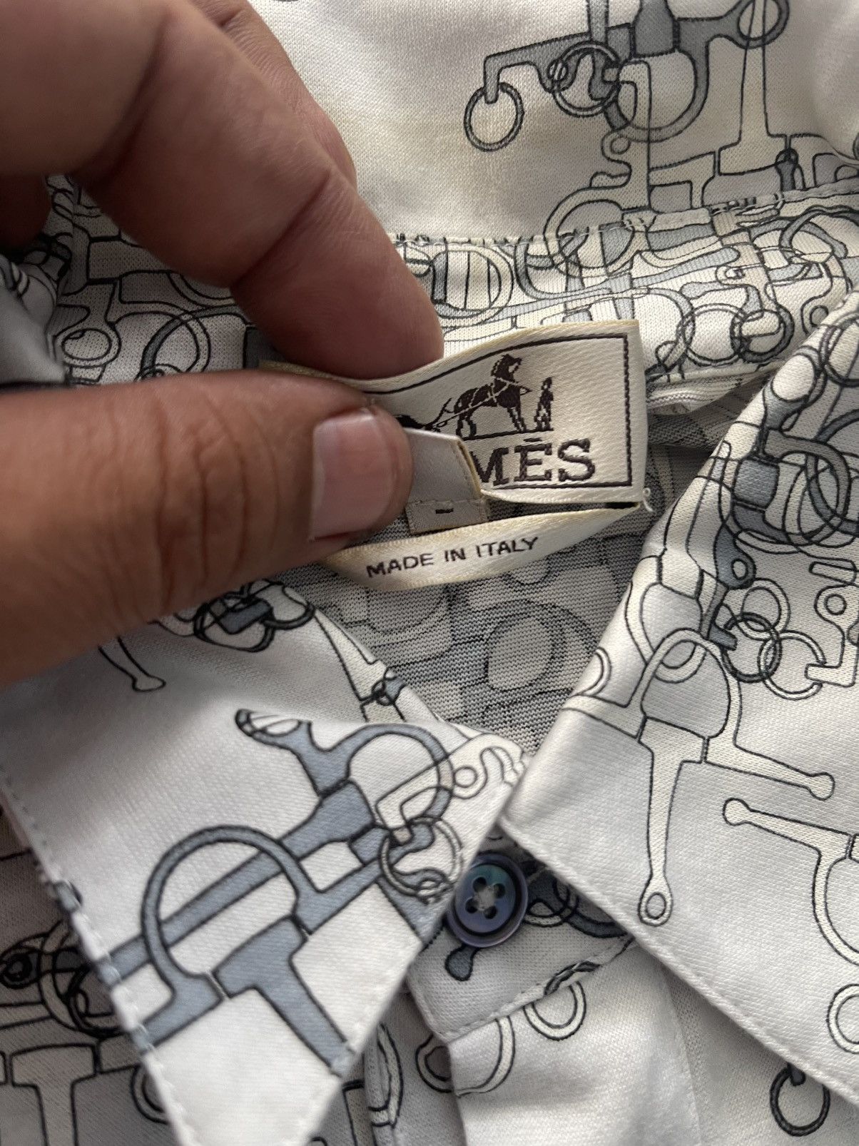 Hermes VINTAGE HERMES BUTTON UP SHIRT CHAIN PATTERN VERY RARE Size US S / EU 44-46 / 1 - 11 Thumbnail