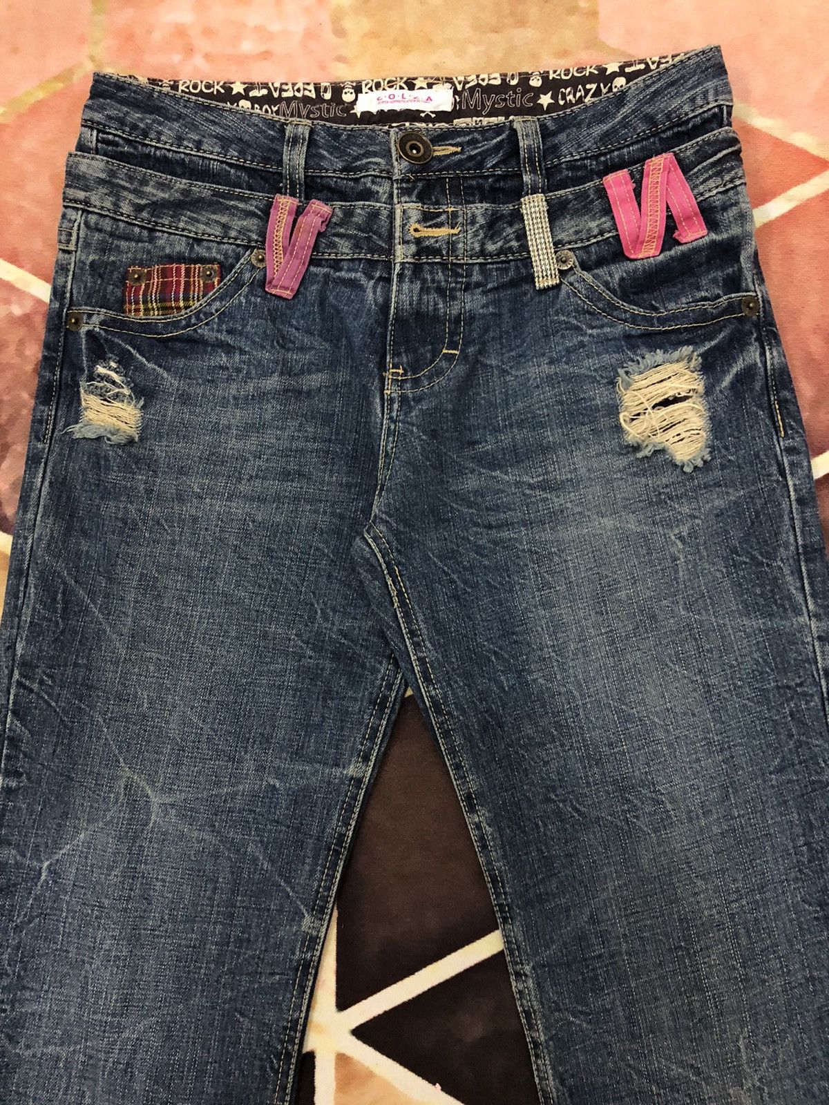 Japanese Brand × Seditionaries Vintage Colza Double Waist Distressed Faded Blue Jeans Size US 31 - 2 Thumbnail