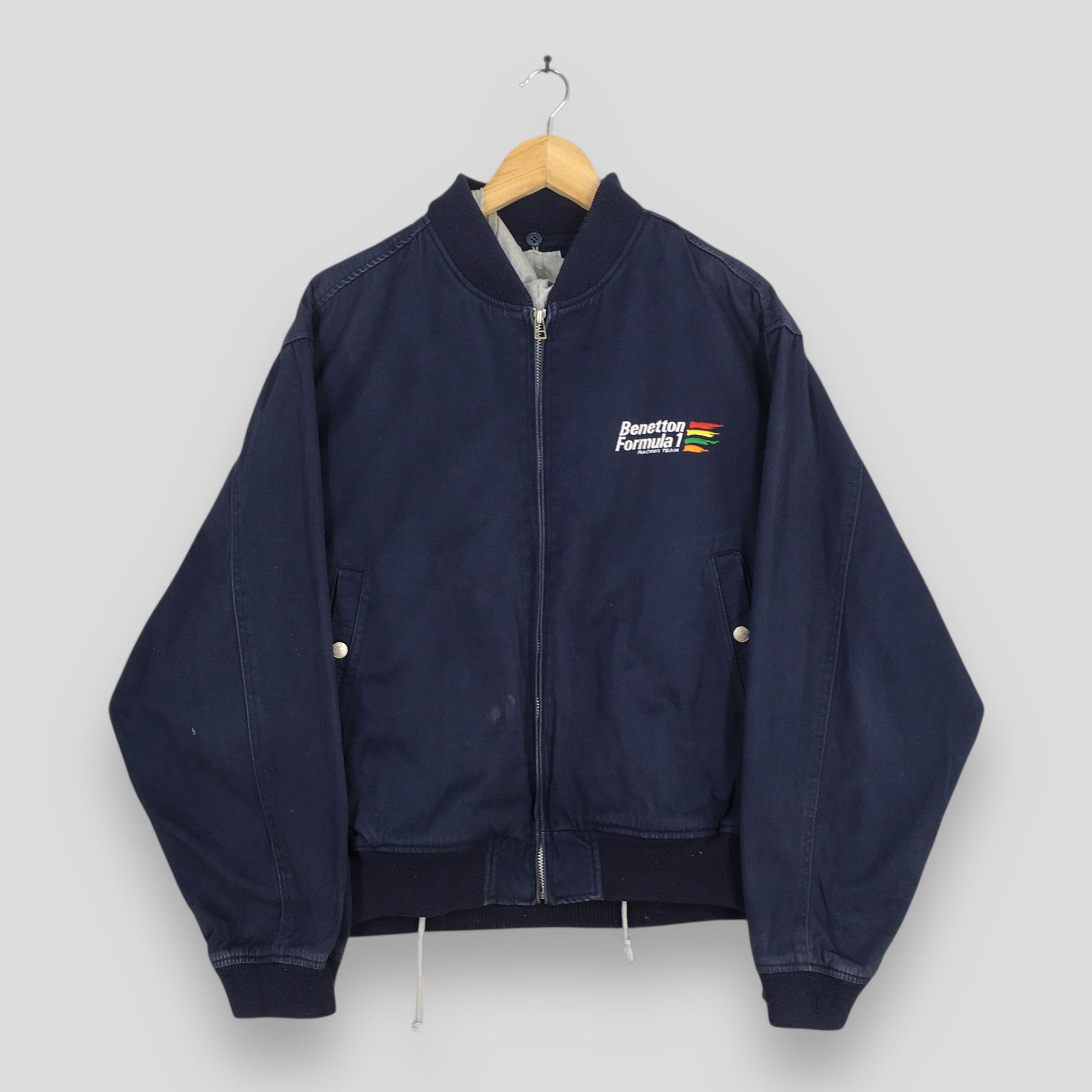 Benetton Vintage Benetton Formula 1 Embroidery Blue Cotton Jacket L Size US L / EU 52-54 / 3 - 1 Thumbnail
