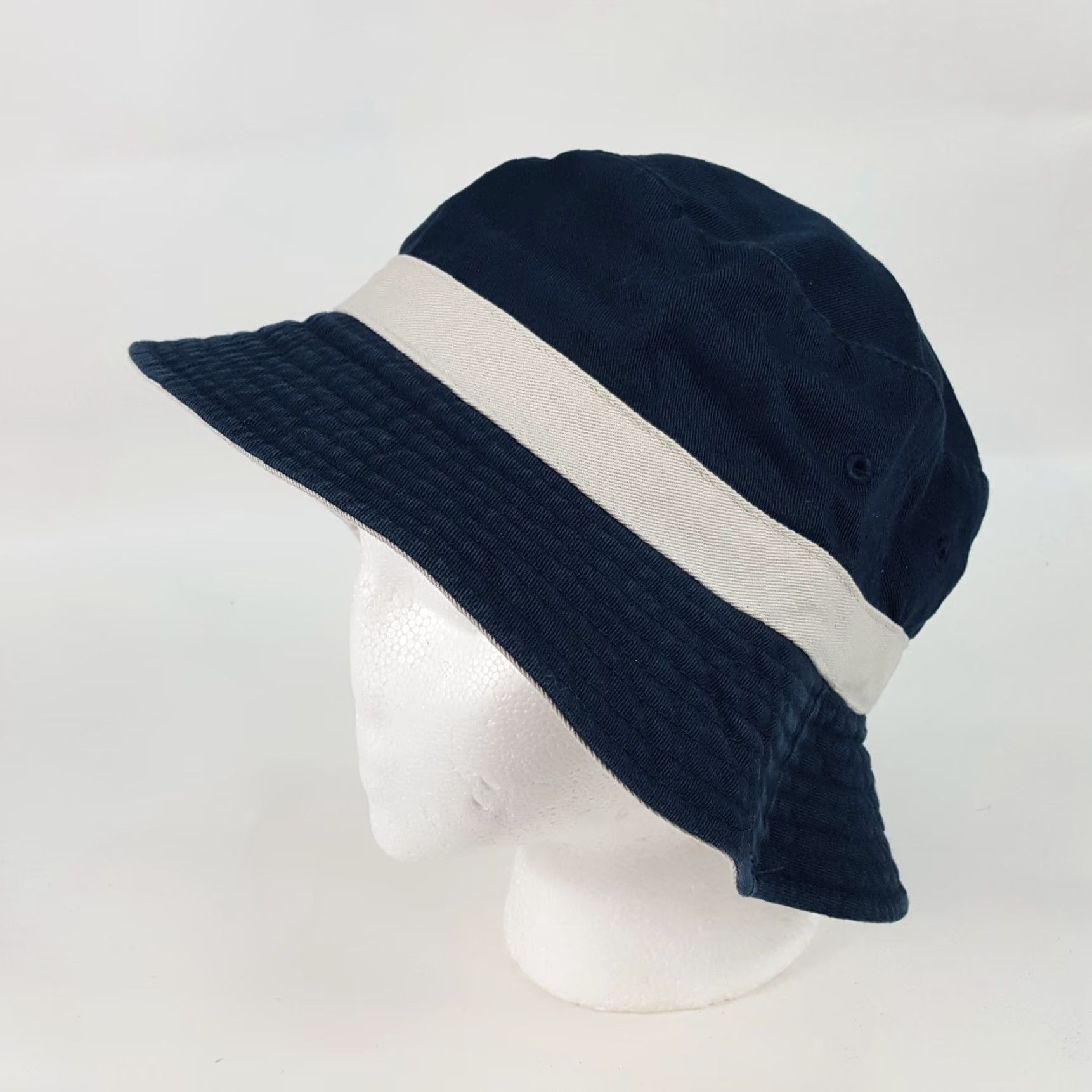 Etro VINTAGE Town Talk Striped Bucket Hat Men One Size Blue Cotton Denim 90s Retro Wide Brim Casual Travel Fashion Cap Size ONE SIZE - 4 Thumbnail
