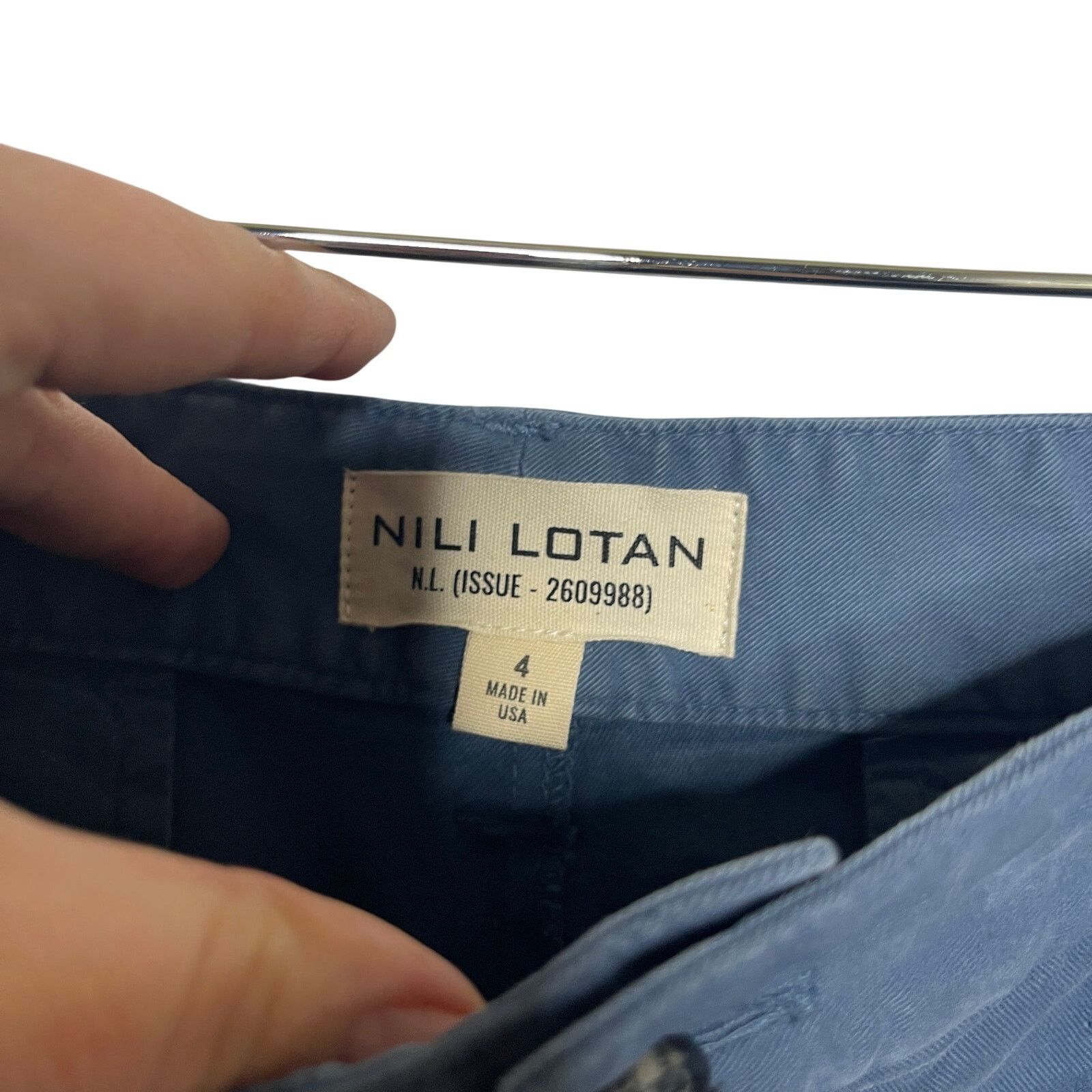 Nili Lotan NILI LOTAN Eliot cotton-blend twill straight-leg pants Blue Size 27" / US 4 / IT 40 - 4 Thumbnail