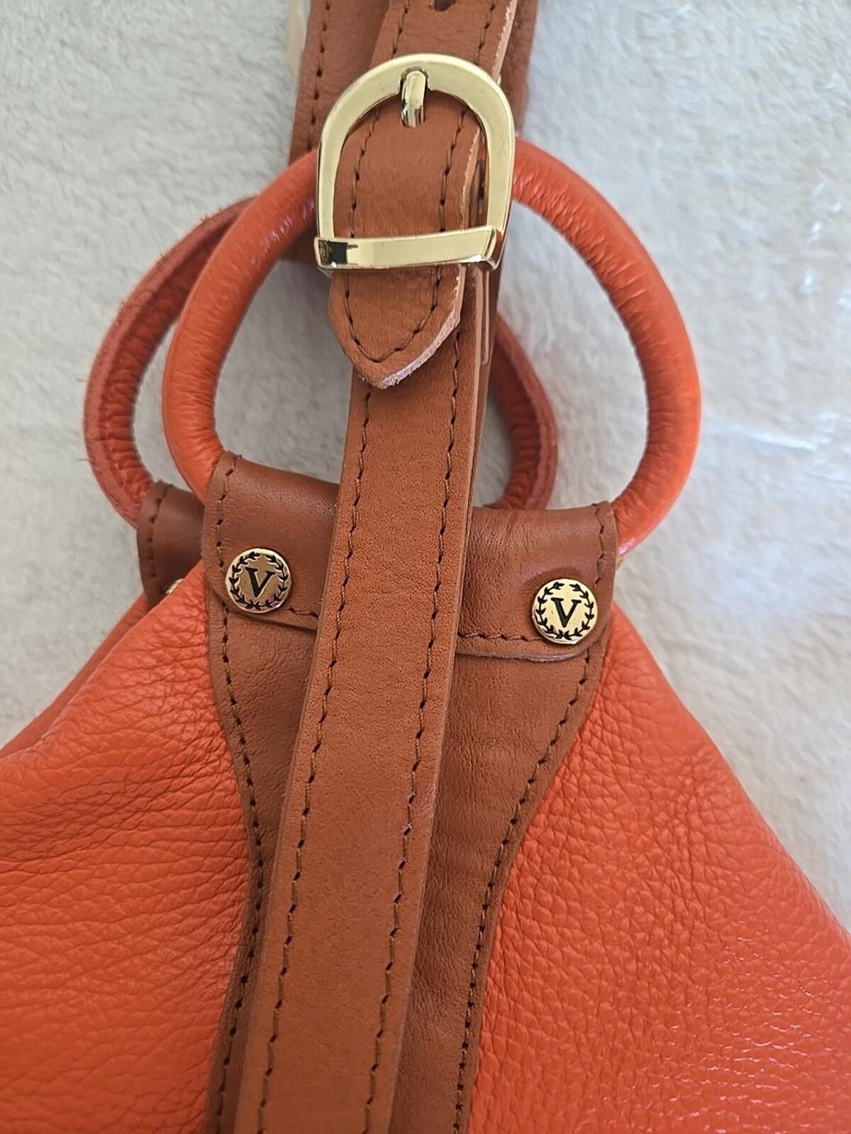 Valentino Valentina Backpack Shoulder Bag Leather Orange Italy Size ONE SIZE - 6 Thumbnail