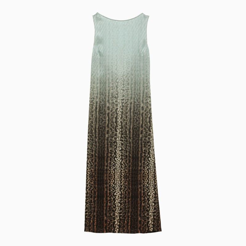 image of Fendi Dress In Light Blue Animal Print Silk, Women's (Size Medium)