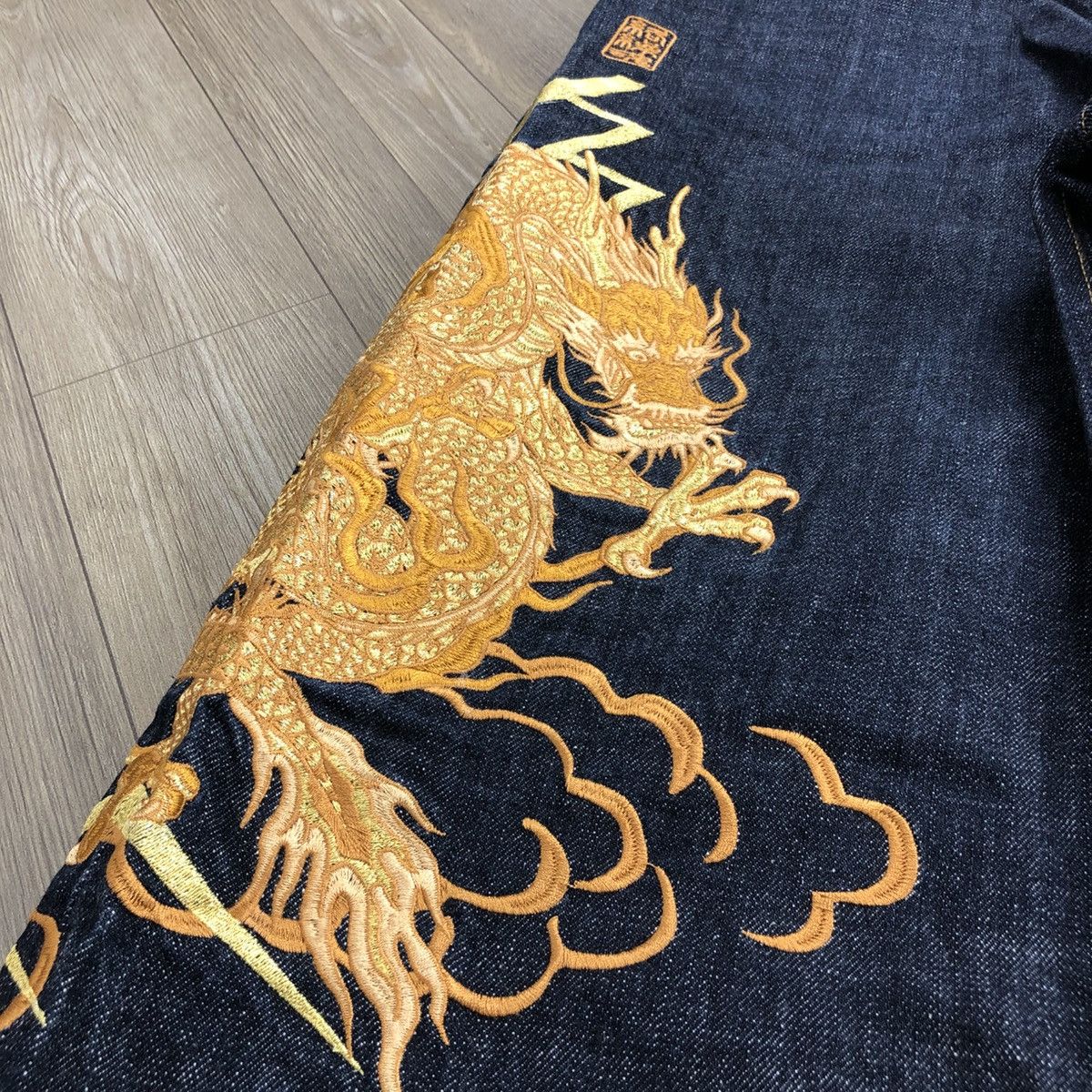 Ed Hardy SOLD📦 70/100 Karakuri Tamashii Dragon Gold Embroidered Jeans Size US 36 / EU 52 - 5 Thumbnail