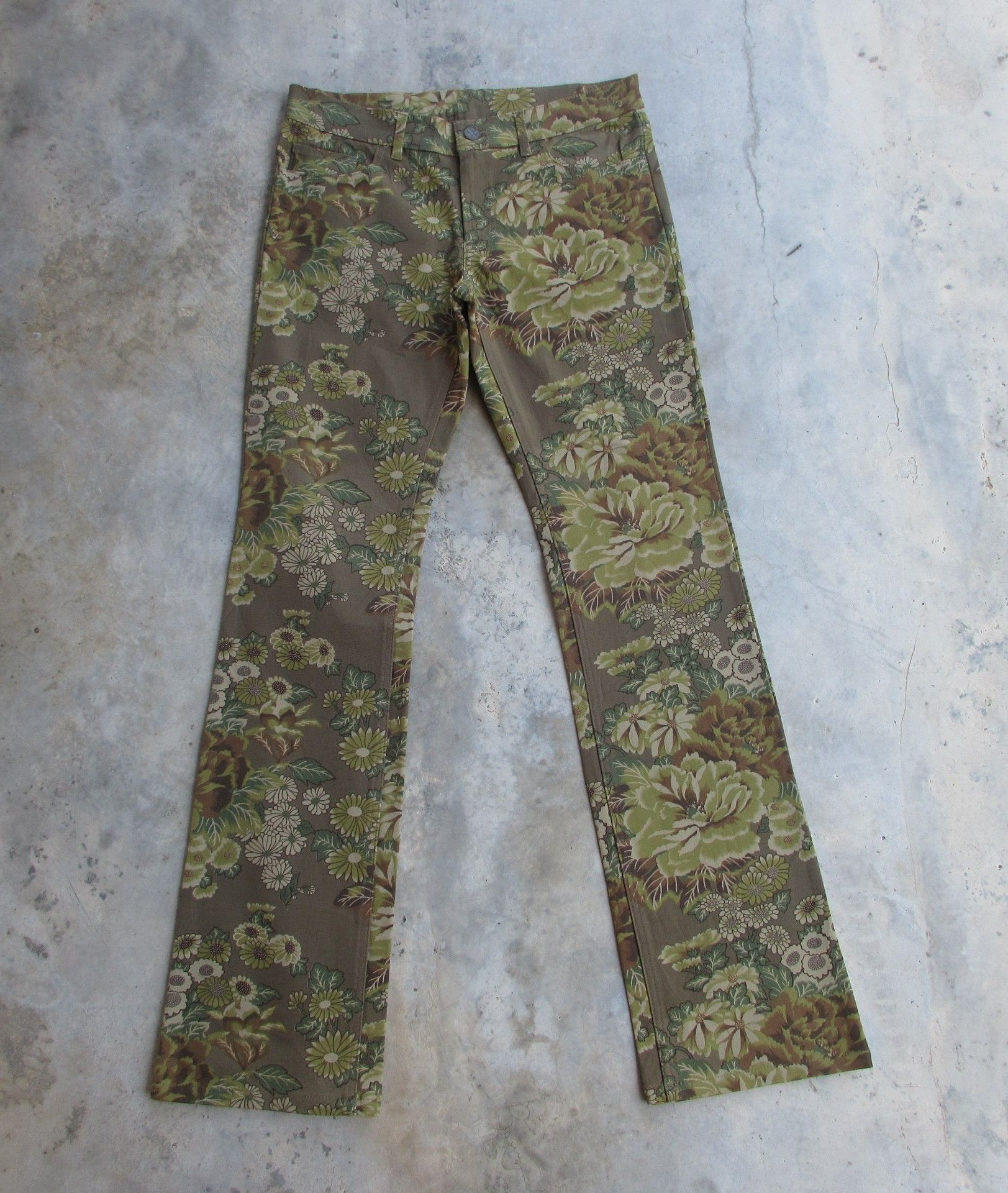Japanese Brand FLARED JAPANESE CHEALSEA OLD FLORAL ABSTRACT LOWRISE SLIM Size US 28 / EU 44 - 7 Thumbnail