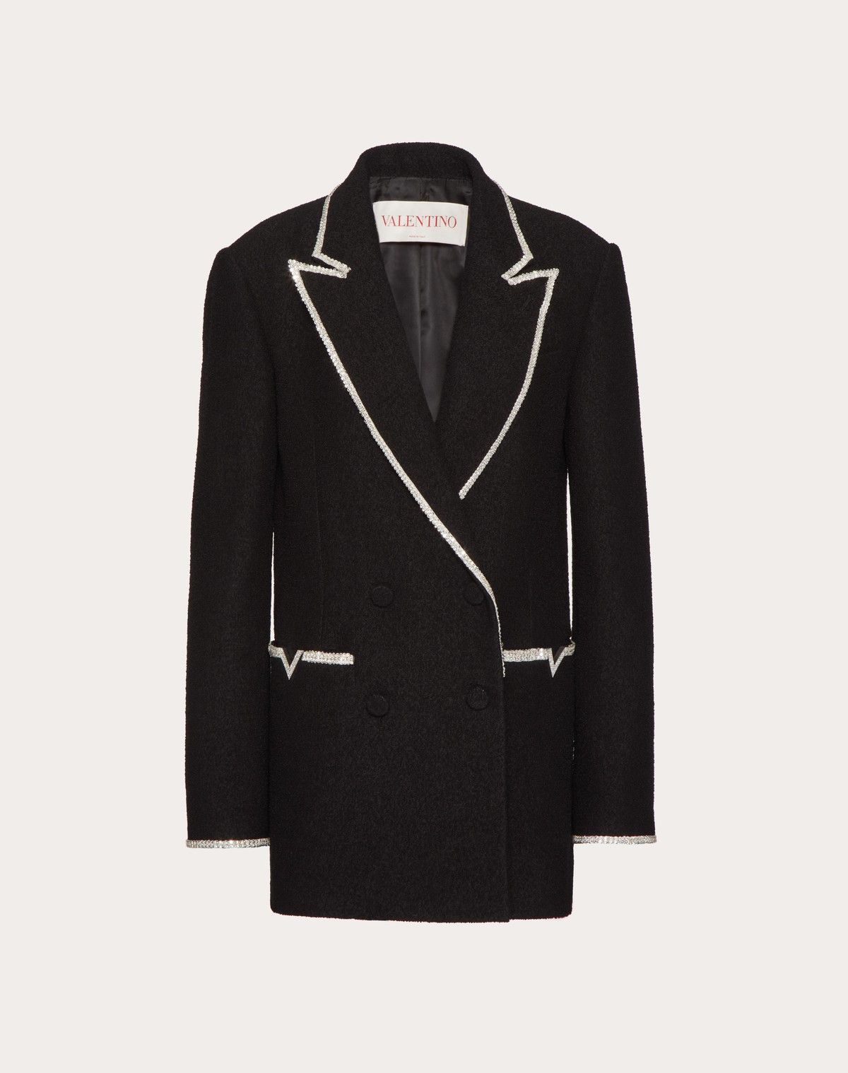 Valentino o1s1wg110525 Embroidered Light Wool Tweed Blazer in Black Size M / US 6-8 / IT 42-44 - 1 Thumbnail