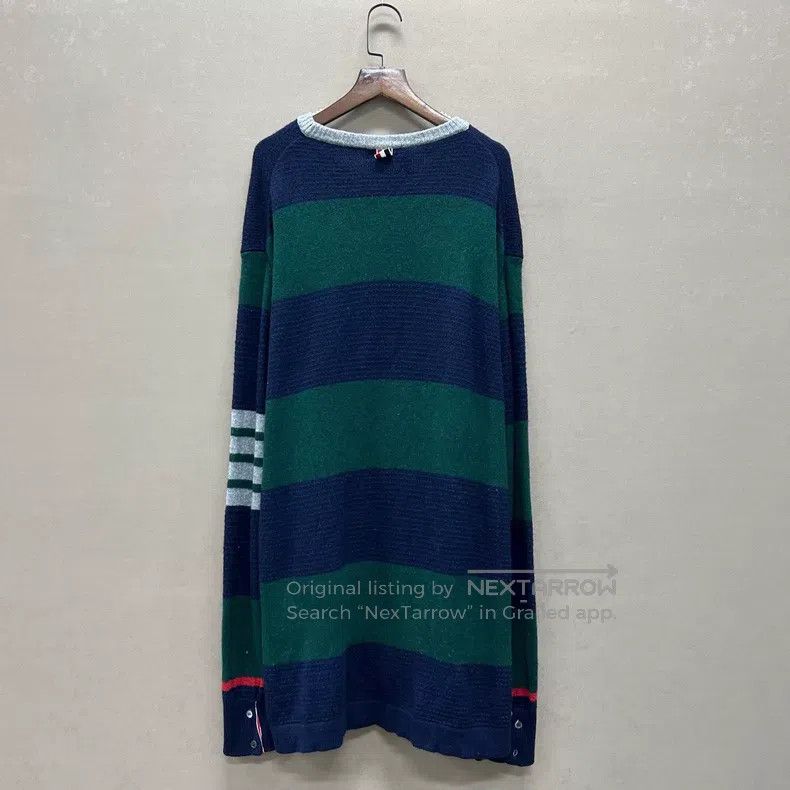 Thom Browne Thom Browne Teal and Green Wide Stripe Classic Logo Wool S Size US XL / EU 56 / 4 - 2 Thumbnail