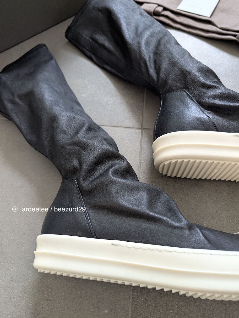 Rick Owens *NEW* SS24 BLACK LEATHER SOCK RAMONES SNEAKERS 41 Size US 8 / EU 41 - 5 Thumbnail