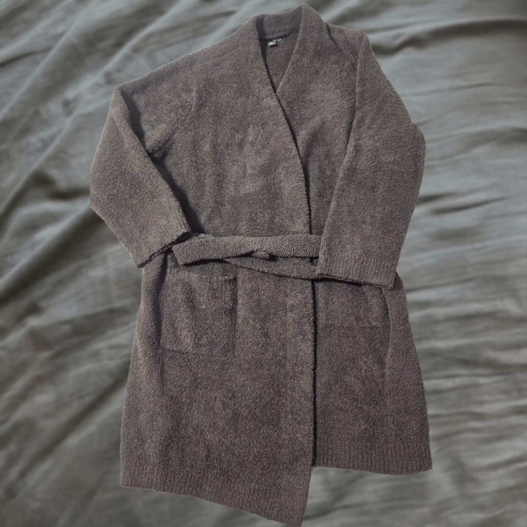Vintage Barefoot Dreams Robe Women Long Sleeve Collared Tie Gray L Knit Polyester Cozy Chic Solid Belted Size L / US 10 / IT 46 - 1 Thumbnail