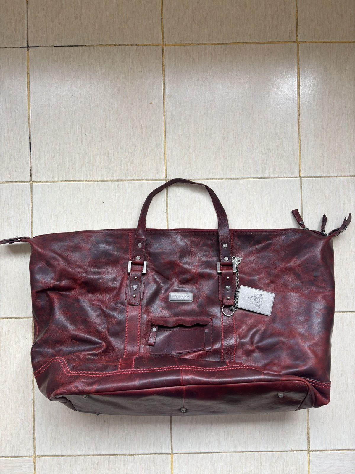 Other Roy Robson Distressed Leather Weekend Duffel Bag in Oxblood Size ONE SIZE - 1 Thumbnail