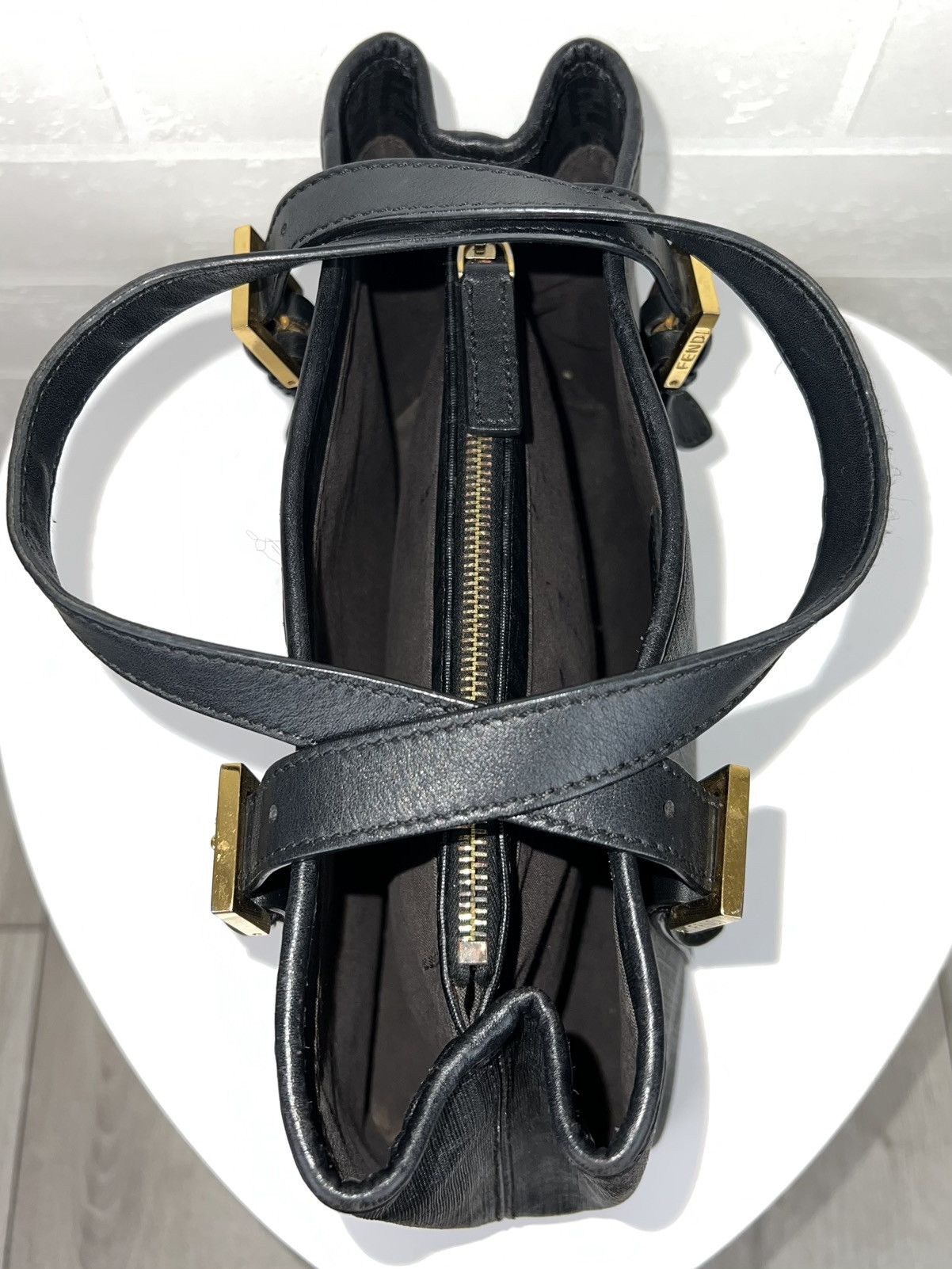 Fendi FENDI ZUCCHINO Hand Bag FF Monogram Canvas Black Women’s Size ONE SIZE - 9 Thumbnail