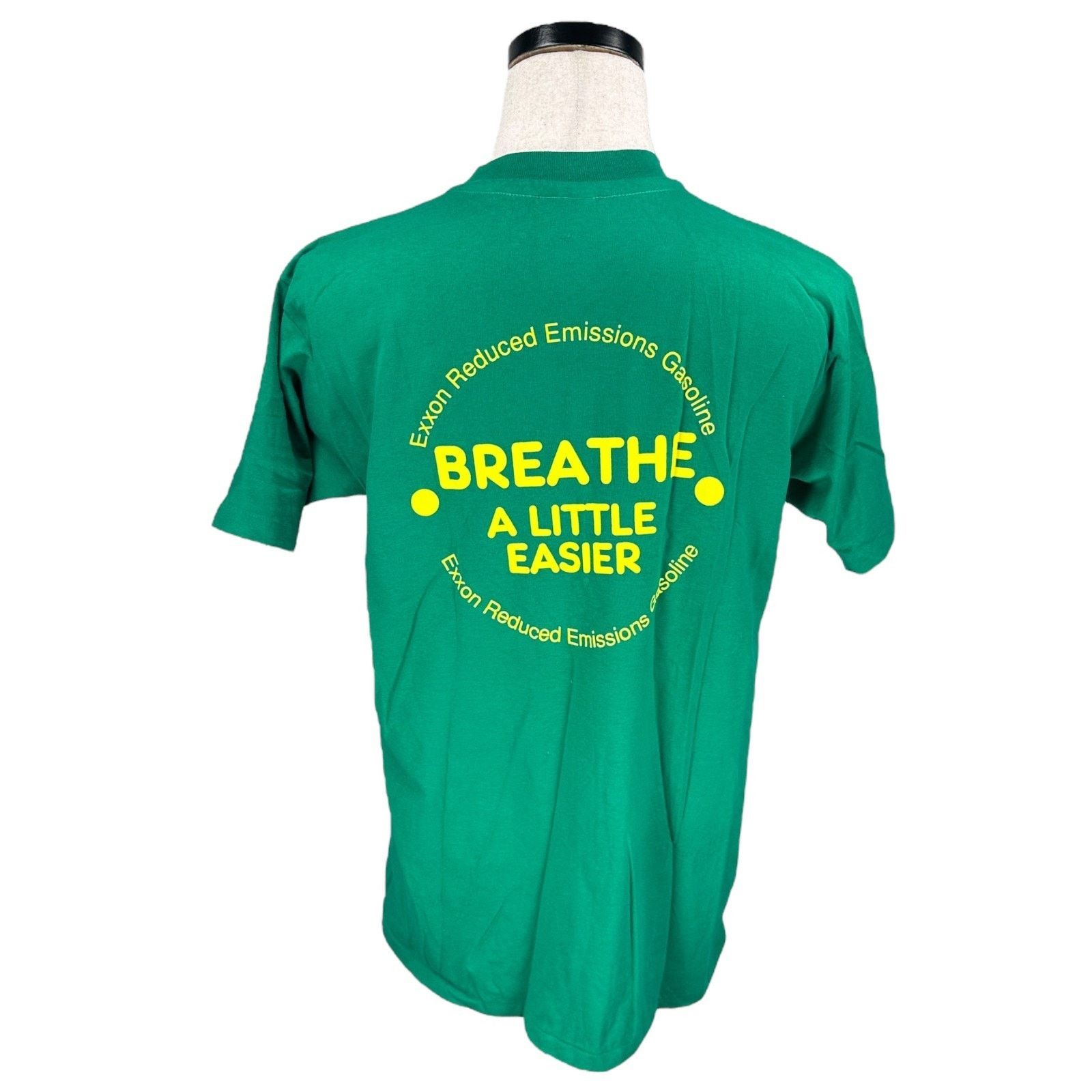 Hanes Vintage Exxon Tiger Breath A Little T-Shirt Men L Green 90s Size US L / EU 52-54 / 3 - 4 Thumbnail