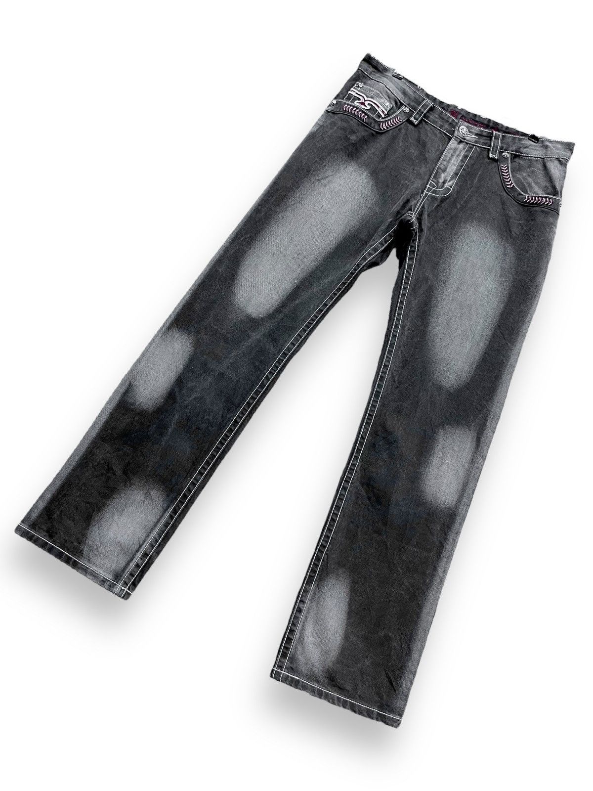 Rock Revival ROCK REVIVAL BLEACH WASH FLEUR-DE-LIS JEANS C.HEARTS STYLE Size US 33 - 6 Thumbnail