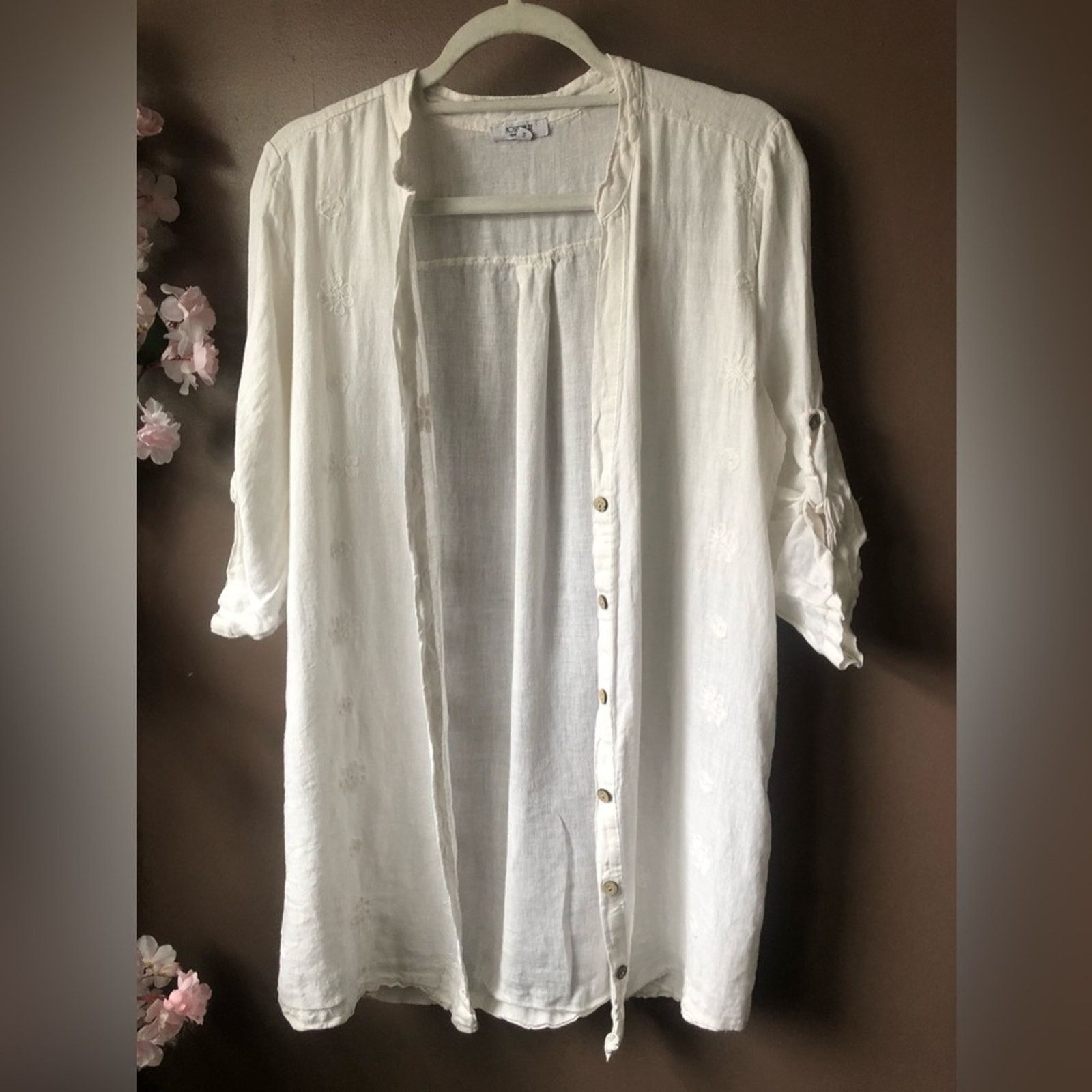 NBDN Nobrandedon Floral embroidered Linen shirt top button up Size S / US 4 / IT 40 - 2 Thumbnail
